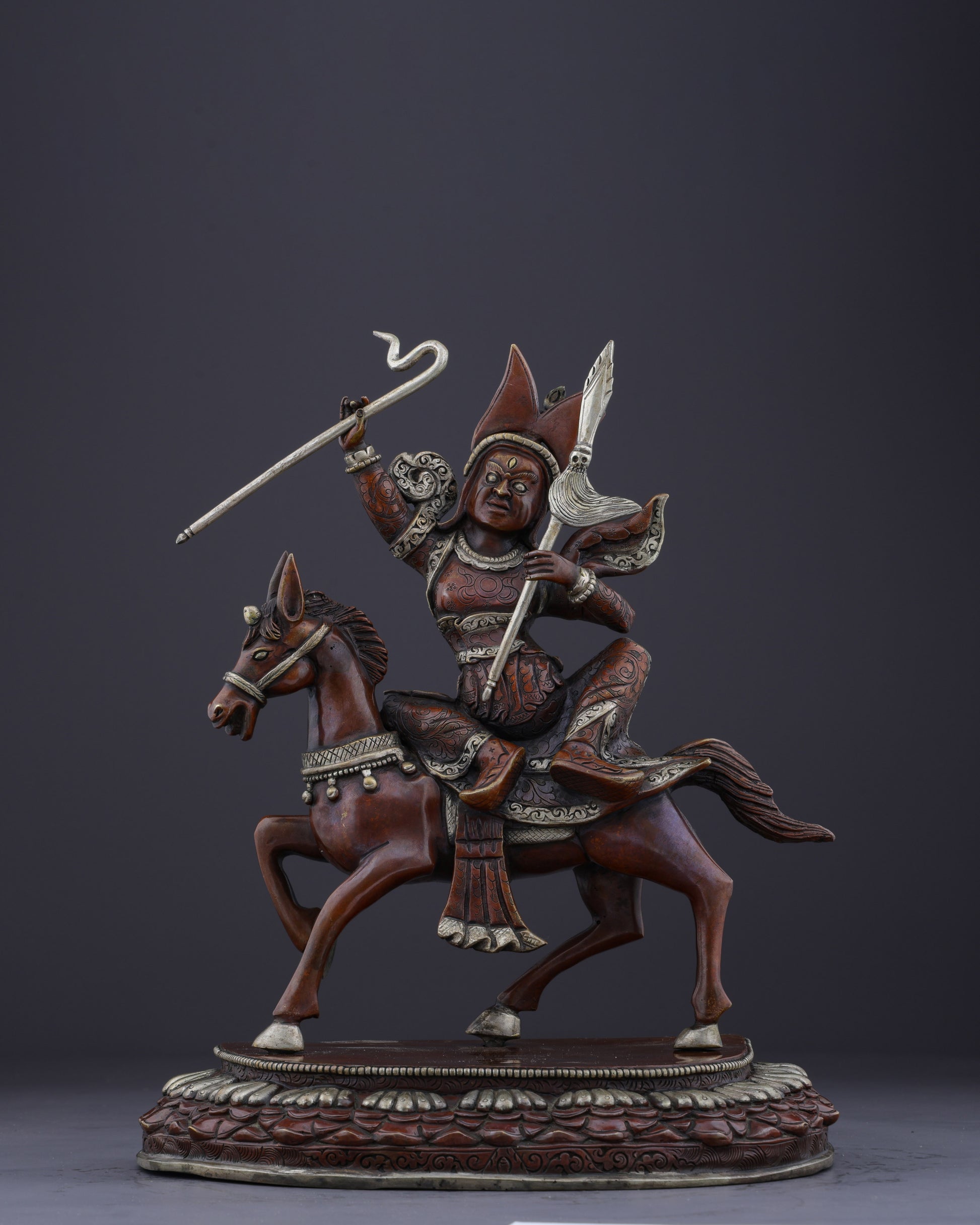 Legendary Protector of Tibet | Handcrafted Nepalese Oxidized King Gesar Statue - Authentic Handcrafted Statue