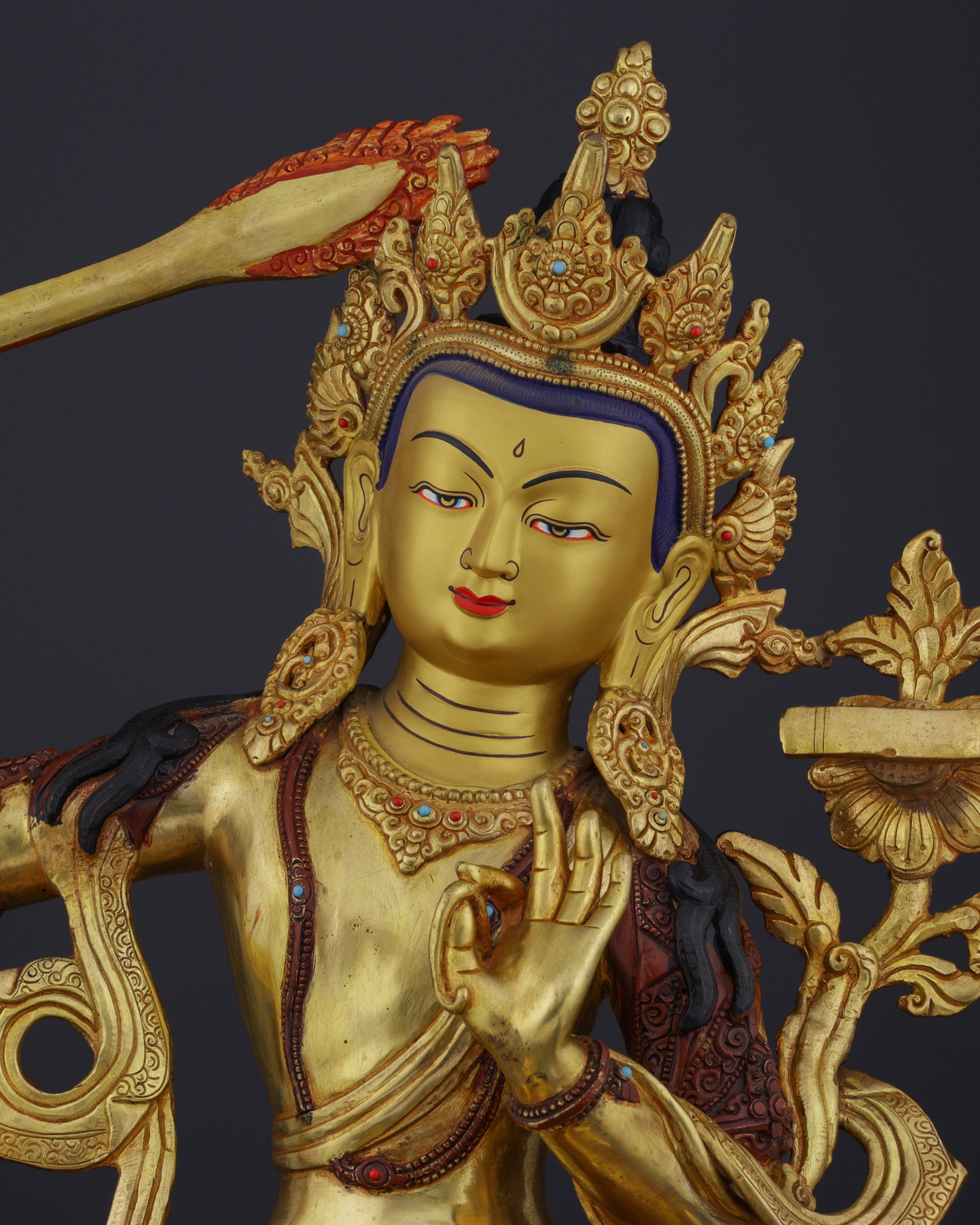 The Divine Wisdom of Manjushri | A Masterpiece of Nepalese Craftsmanship - Authentic Handcrafted Statue