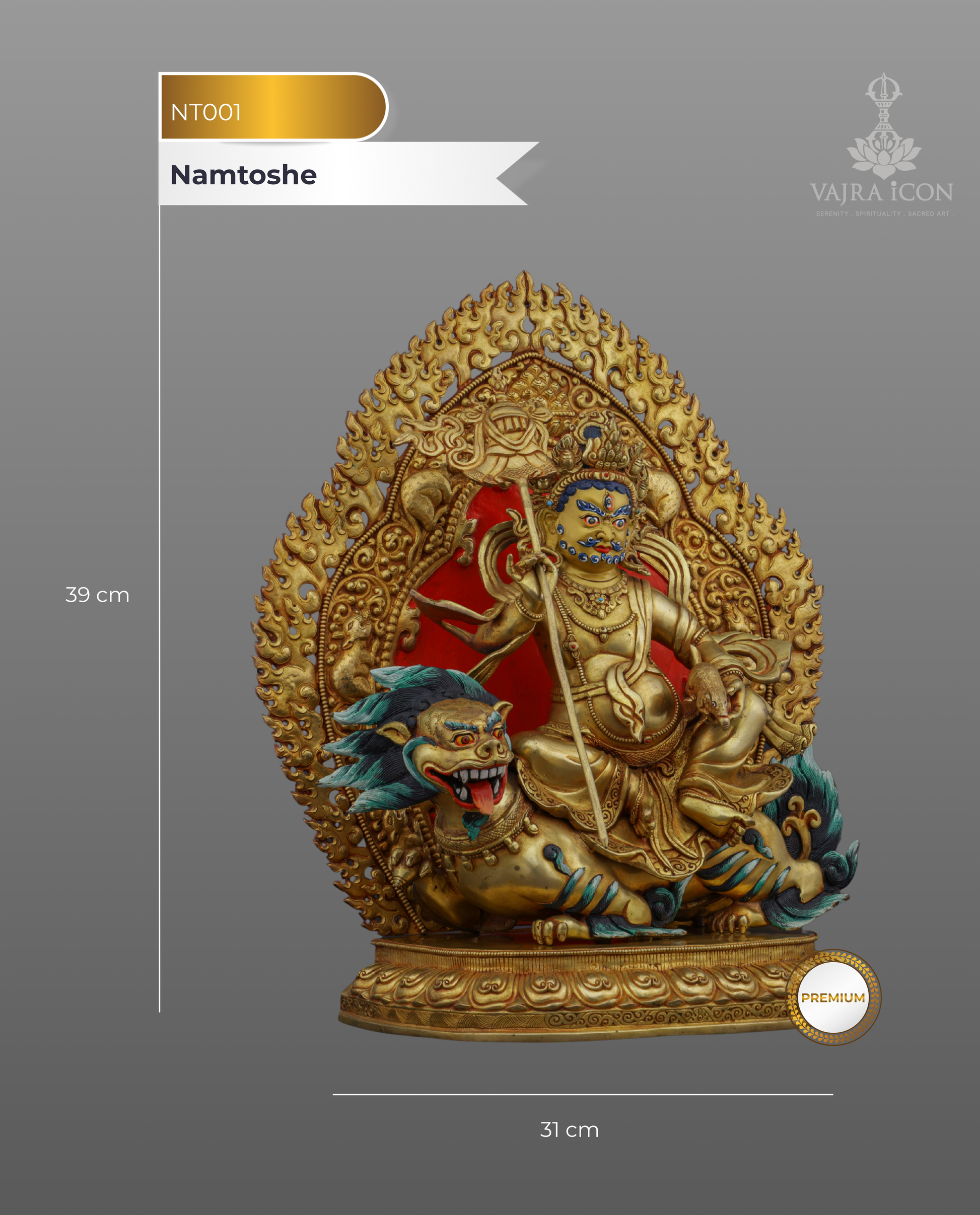 The Guardian of Wealth | Handcrafted Namtoshe on Lion Statue - Authentic Handcrafted Statue