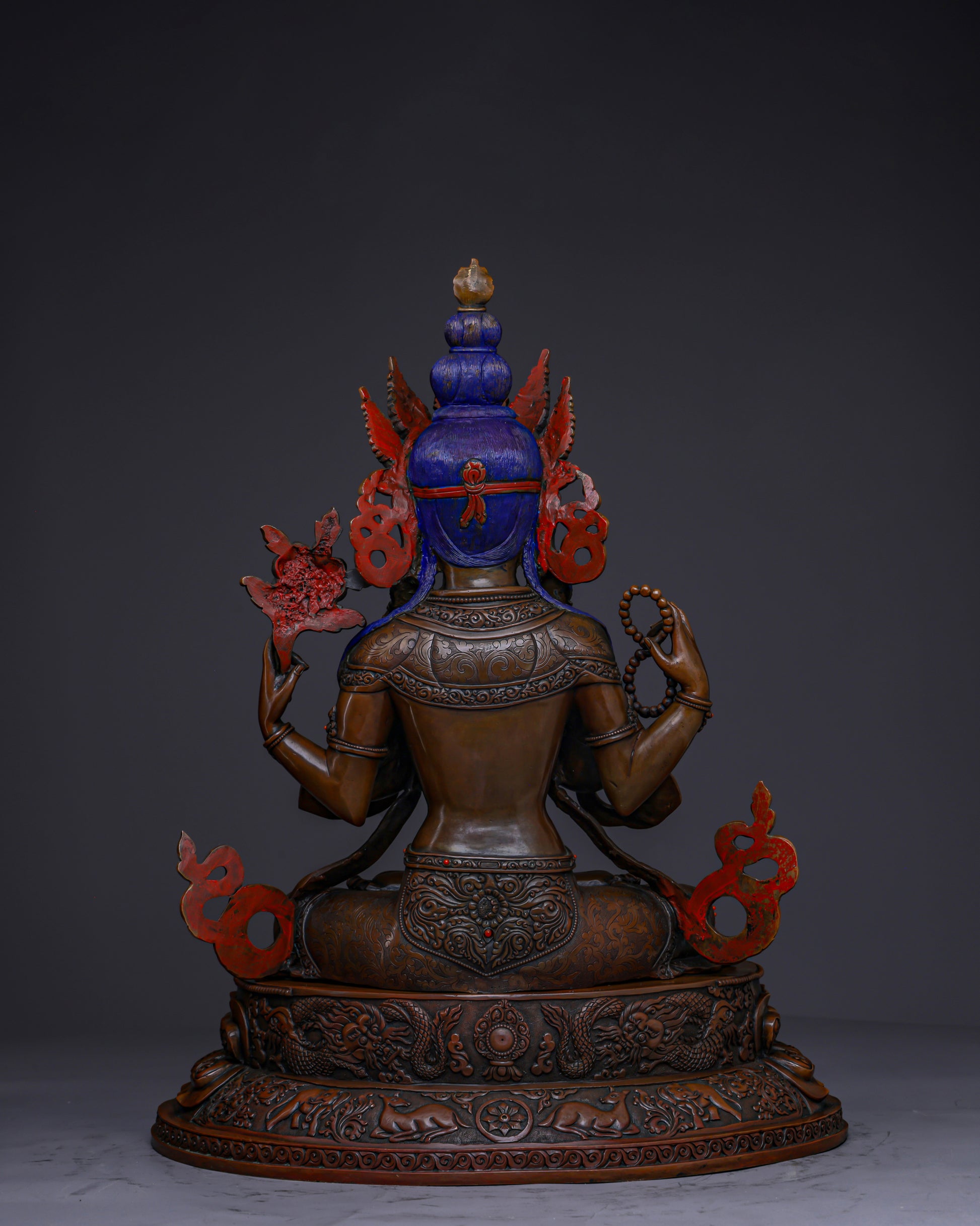 Divine Compassion Unveiled | Handcrafted Nepalese Oxidized Chengresi Statue - Authentic Handcrafted Statue