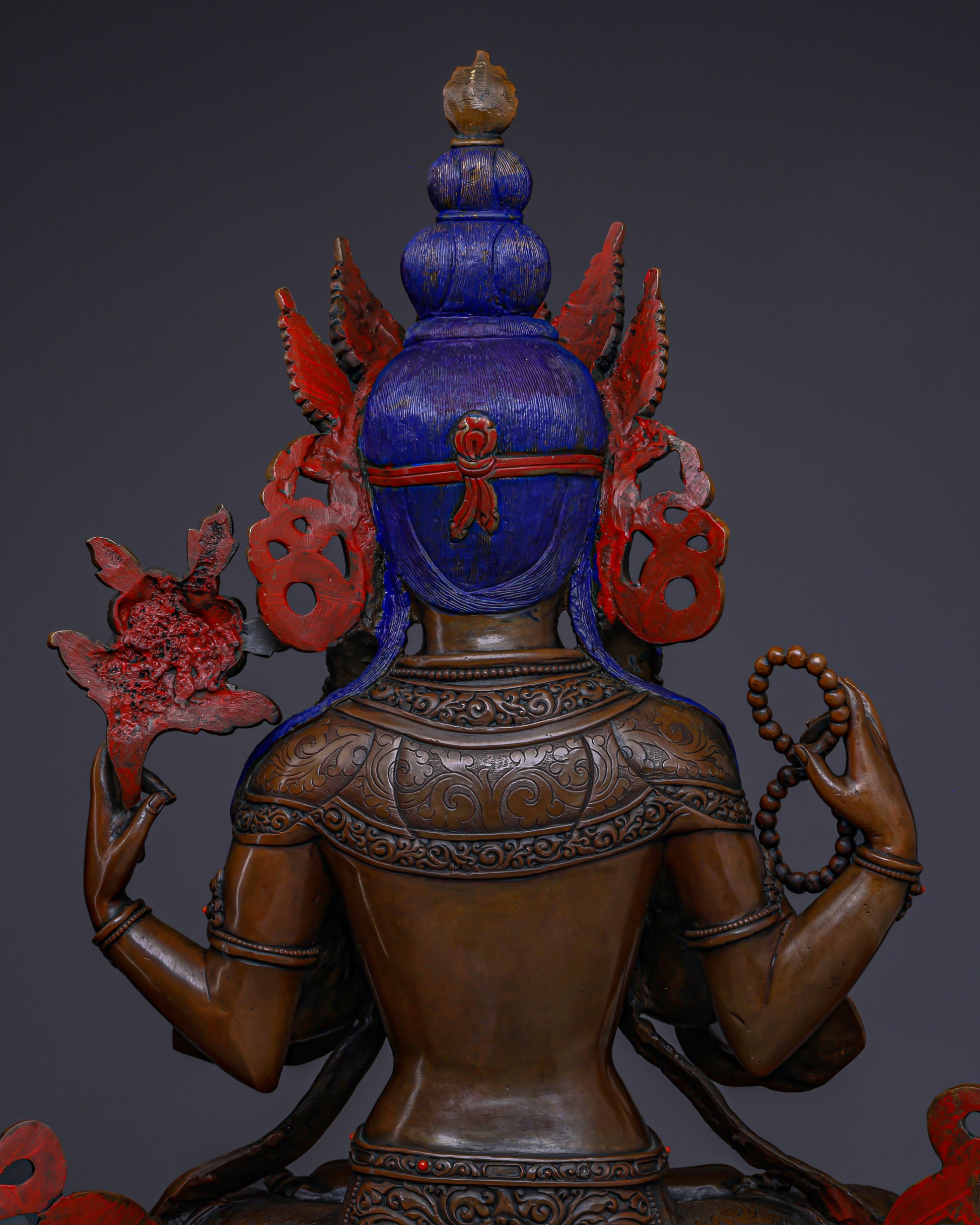 Divine Compassion Unveiled | Handcrafted Nepalese Oxidized Chengresi Statue - Authentic Handcrafted Statue