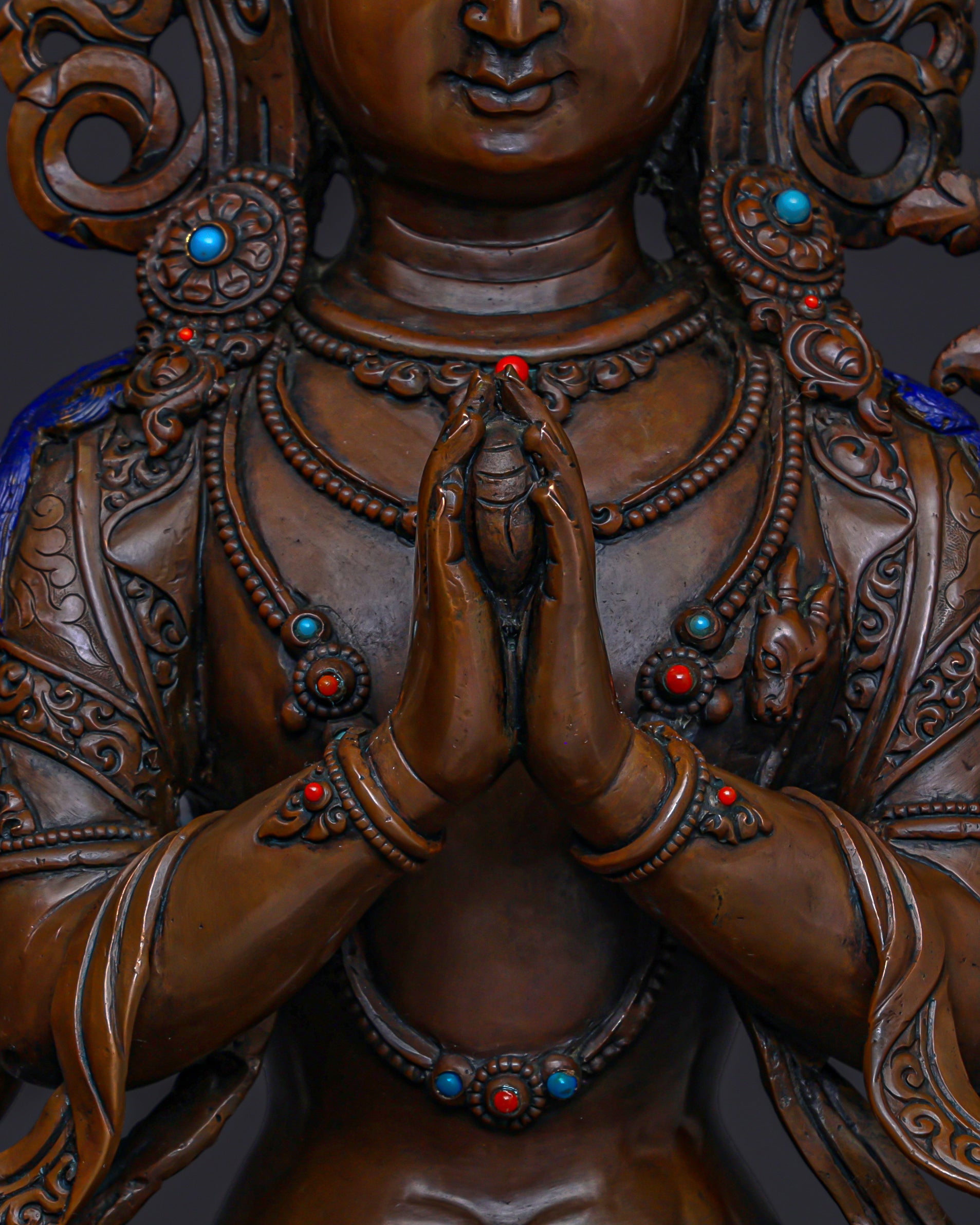 Divine Compassion Unveiled | Handcrafted Nepalese Oxidized Chengresi Statue - Authentic Handcrafted Statue