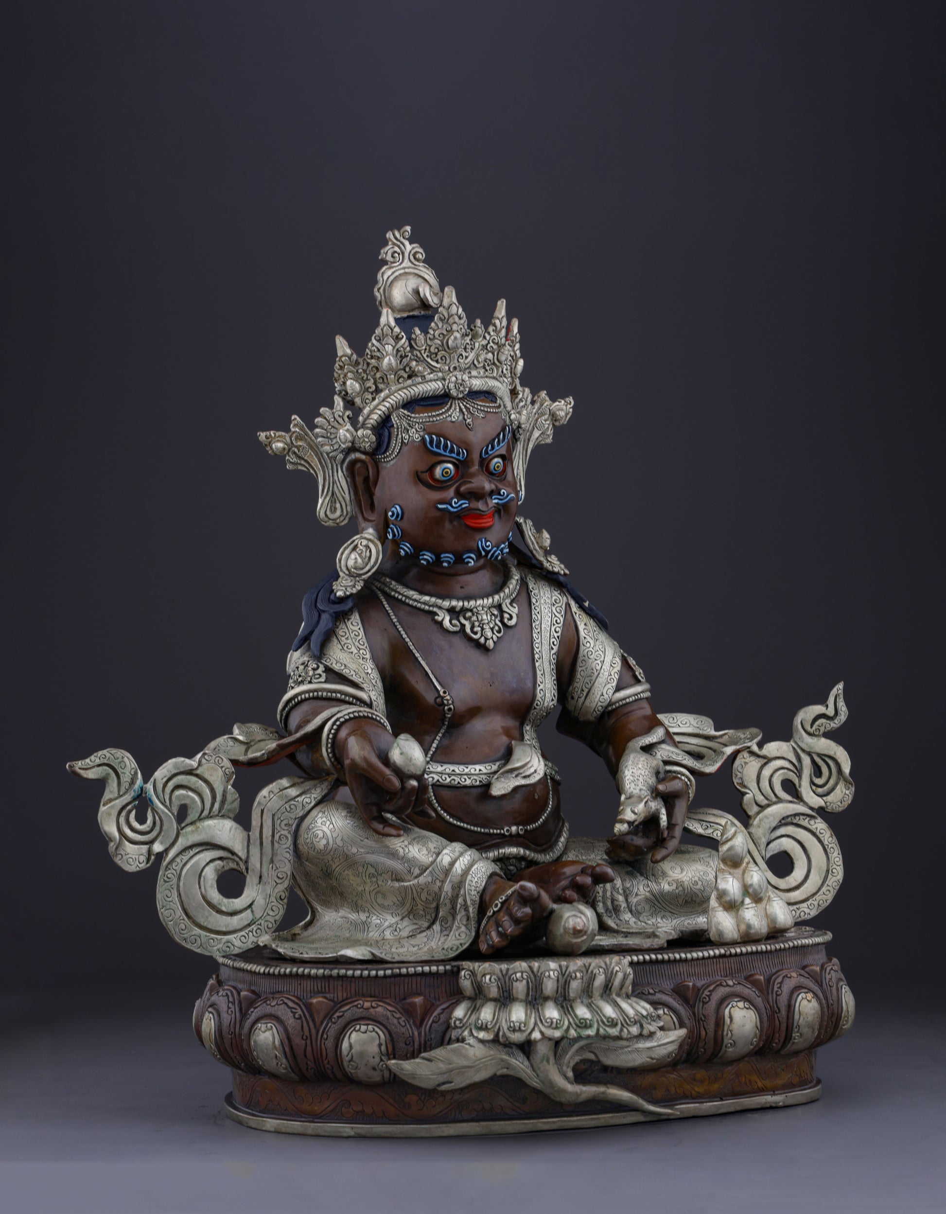 Sacred Guardian of Prosperity | Handcrafted Nepalese Oxidized Dzambhala Statue - Authentic Handcrafted Statue