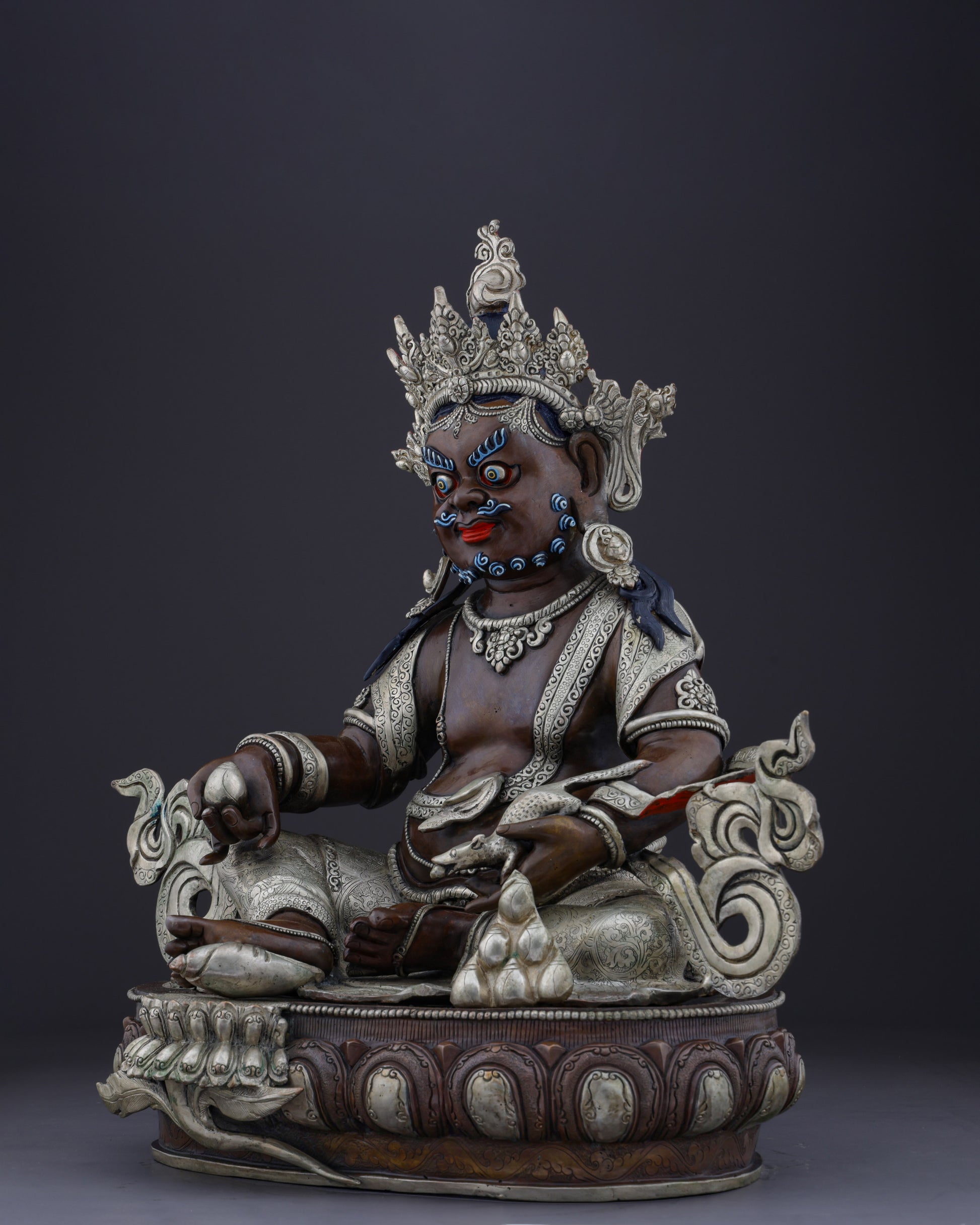 Sacred Guardian of Prosperity | Handcrafted Nepalese Oxidized Dzambhala Statue - Authentic Handcrafted Statue
