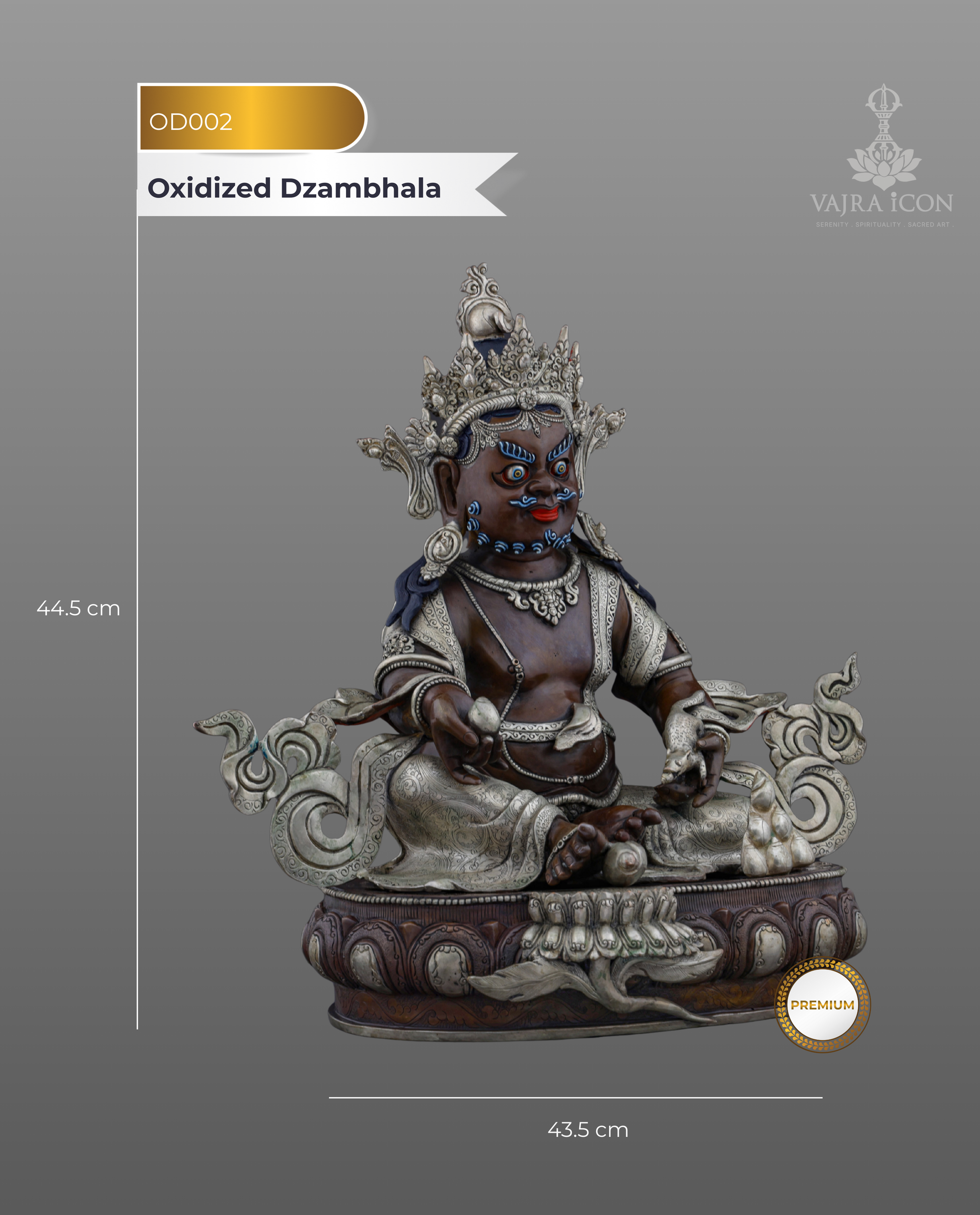Sacred Guardian of Prosperity | Handcrafted Nepalese Oxidized Dzambhala Statue - Authentic Handcrafted Statue