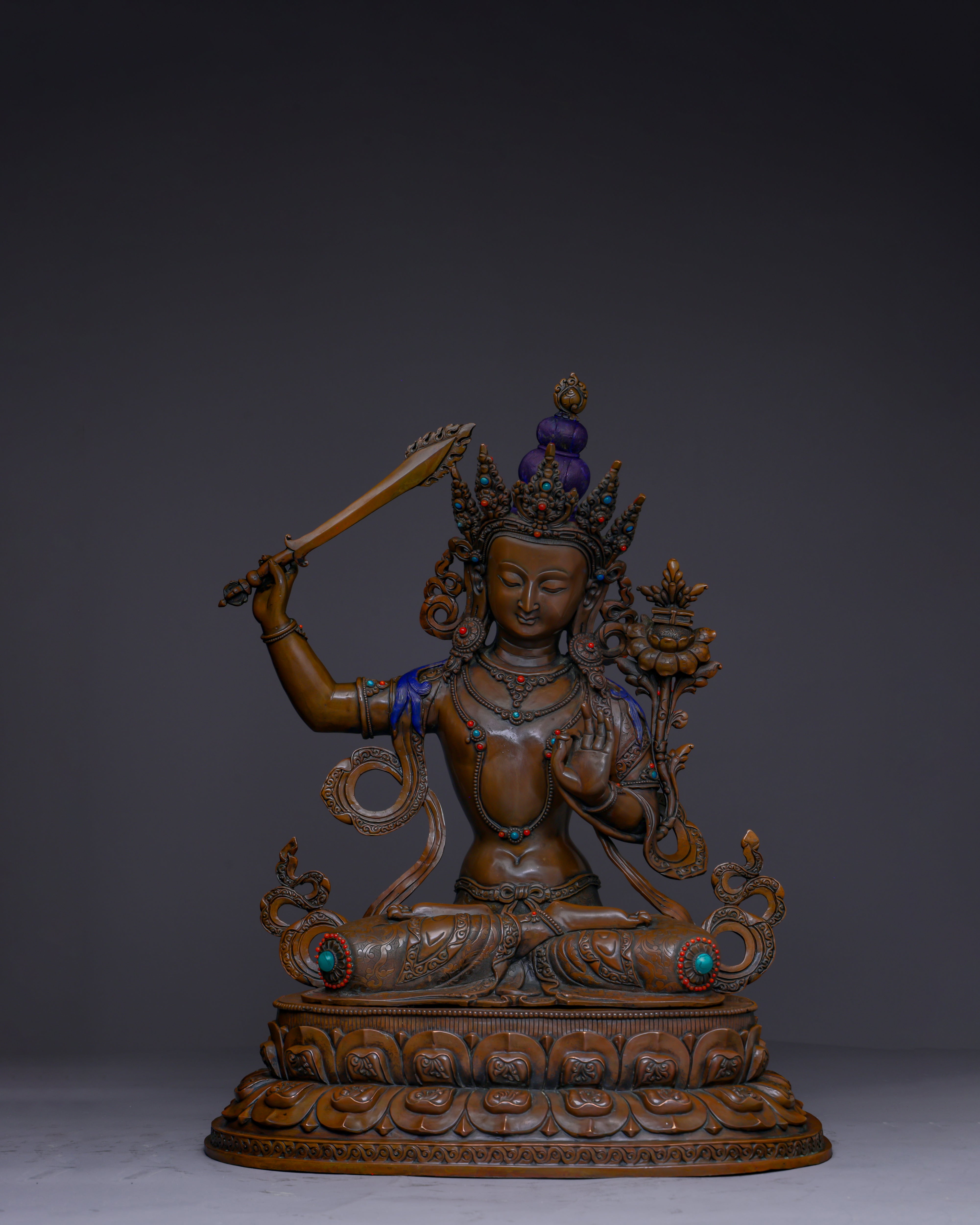 Embodying Divine Wisdom | Handcrafted Nepalese Oxidized Manjushri Statue