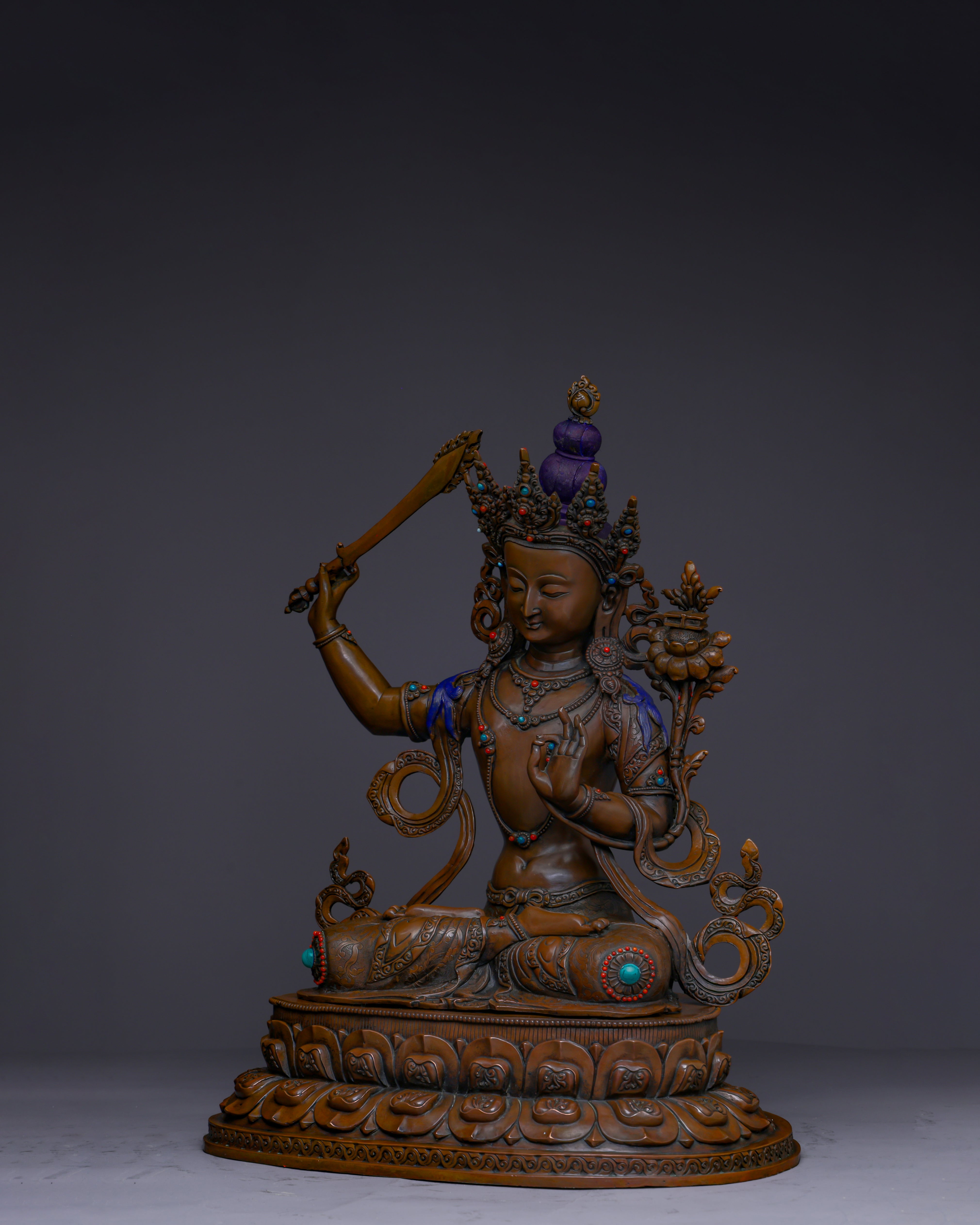 Embodying Divine Wisdom | Handcrafted Nepalese Oxidized Manjushri Statue