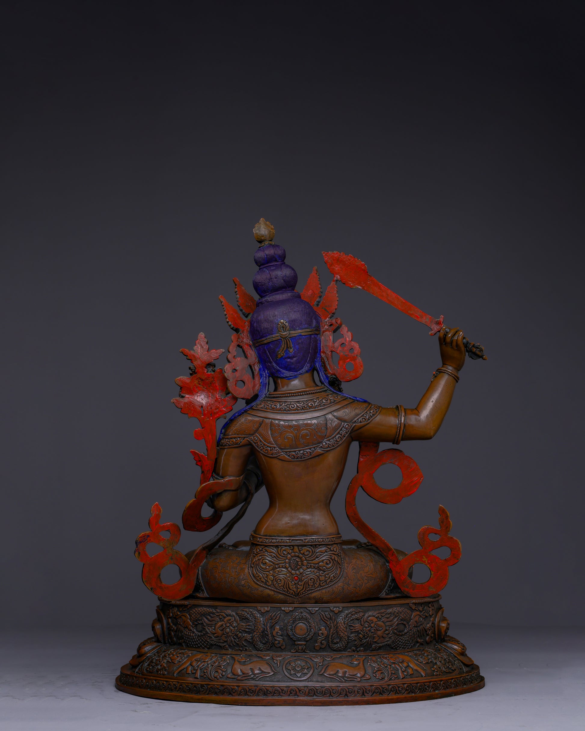 Embodying Divine Wisdom | Handcrafted Nepalese Oxidized Manjushri Statue - Authentic Handcrafted Statue