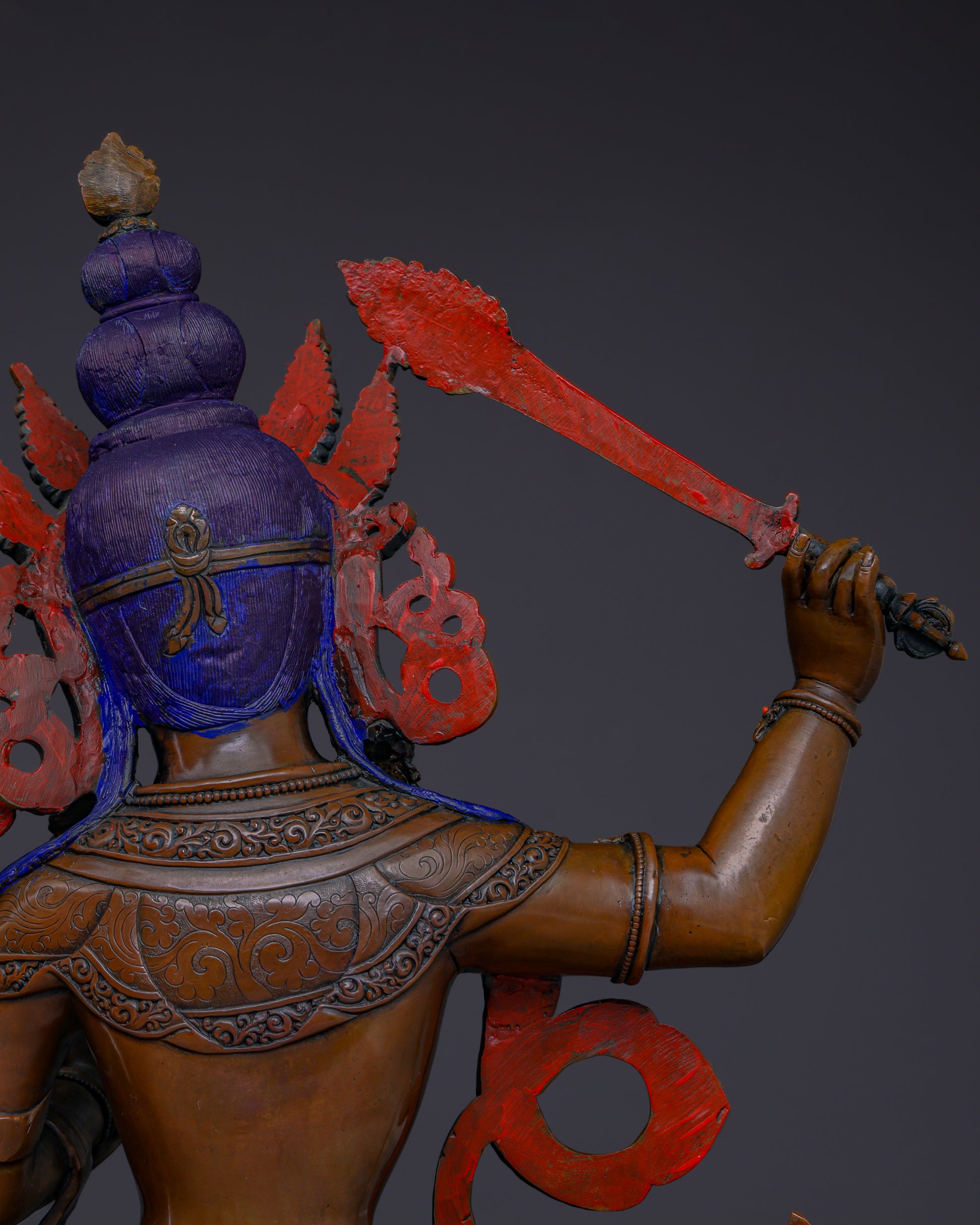 Embodying Divine Wisdom | Handcrafted Nepalese Oxidized Manjushri Statue - Authentic Handcrafted Statue