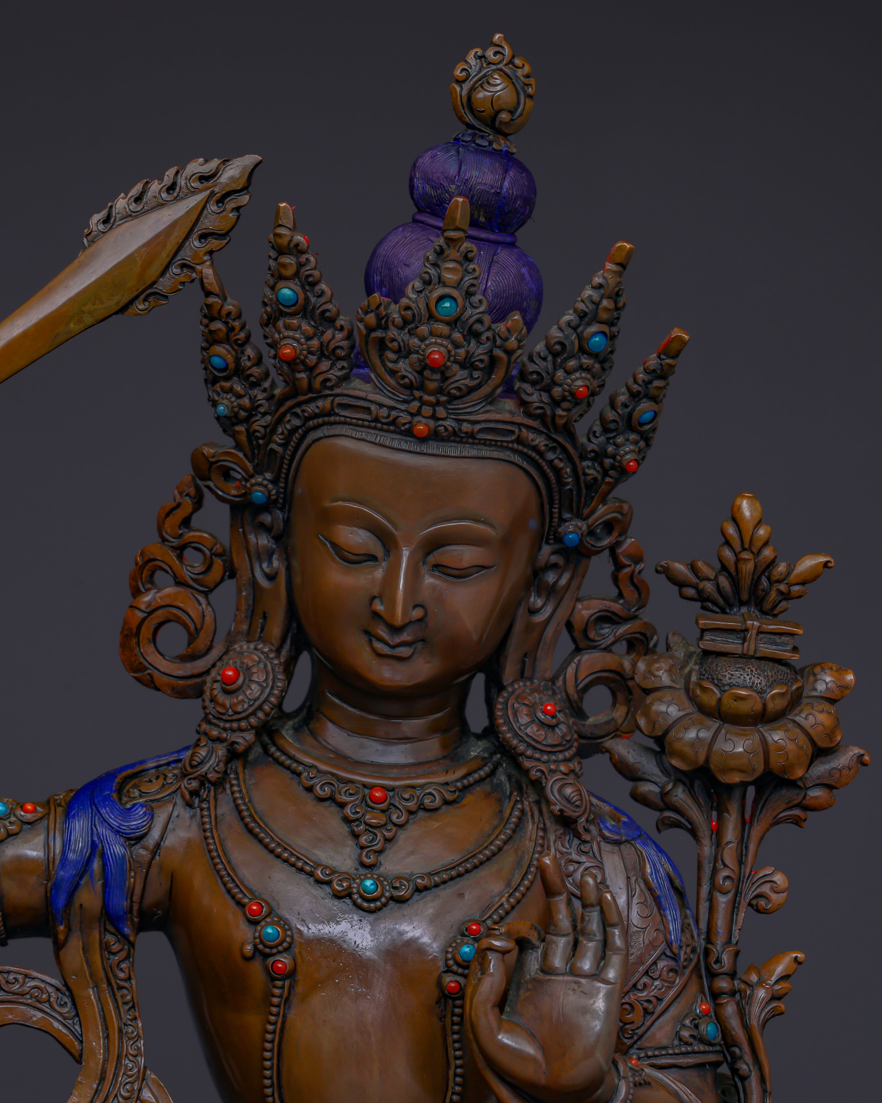 Embodying Divine Wisdom | Handcrafted Nepalese Oxidized Manjushri Statue