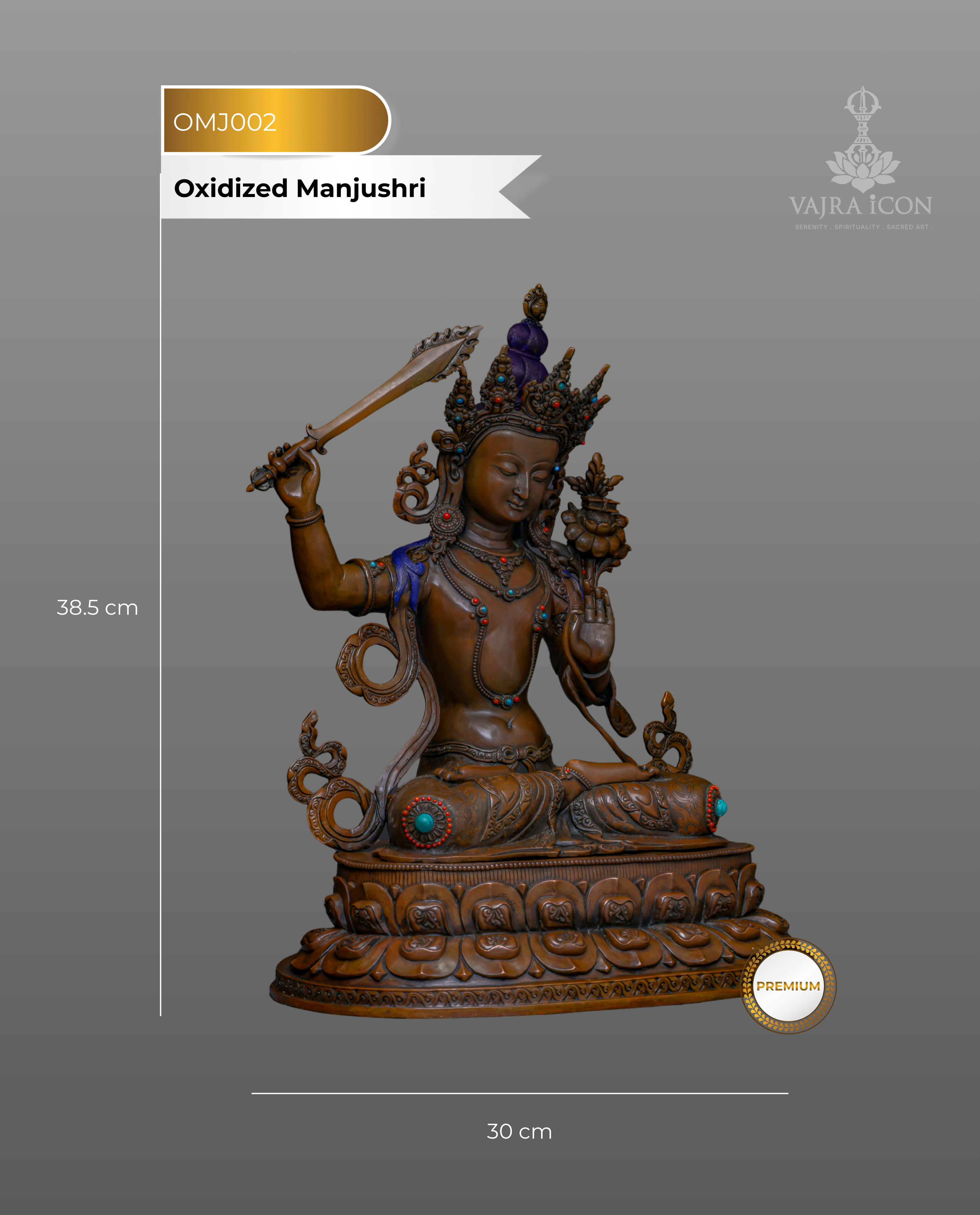 Embodying Divine Wisdom | Handcrafted Nepalese Oxidized Manjushri Statue