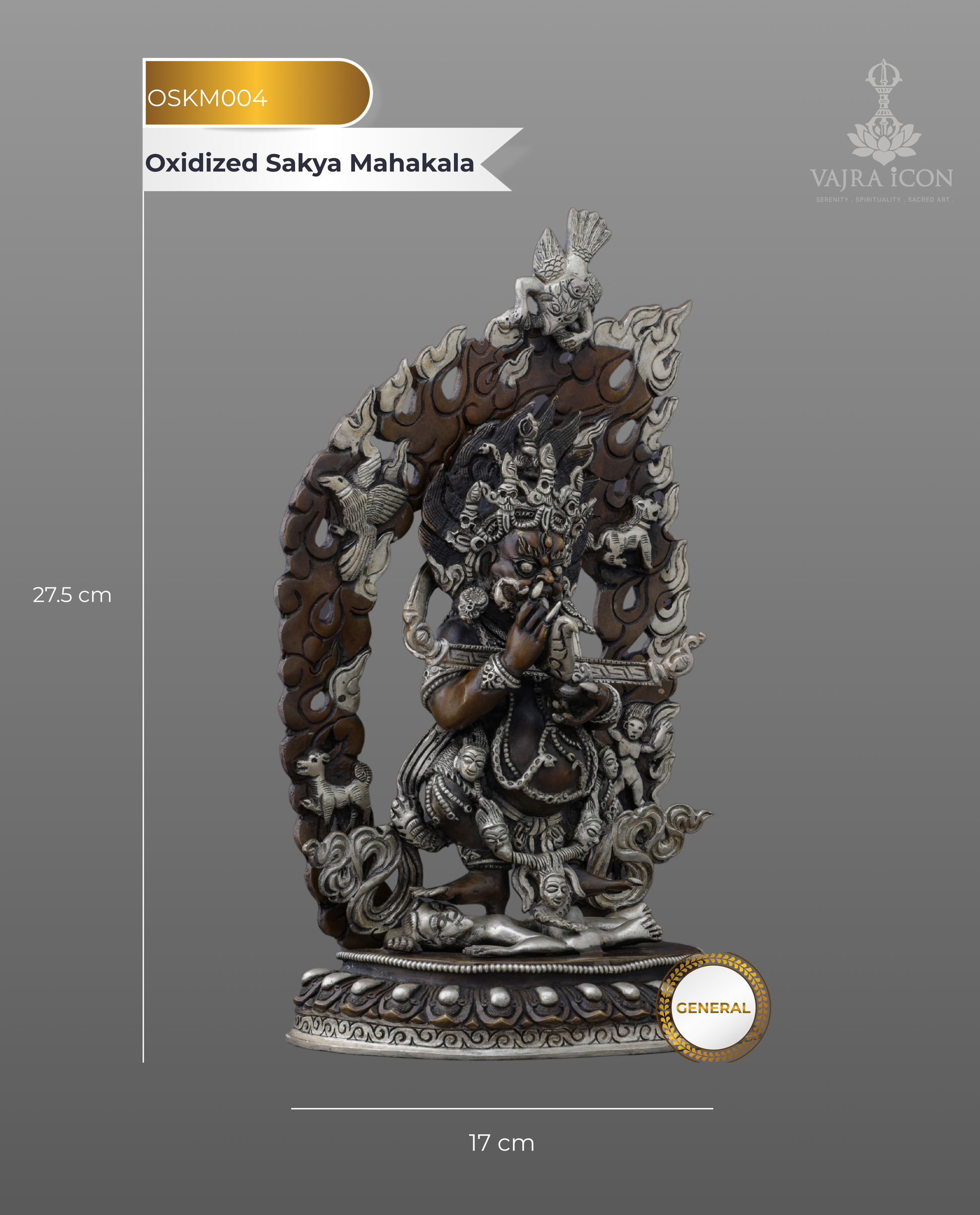 Fierce Protector of the Sacred Path | Handcrafted Oxidized Sakya Mahakala Statue - Authentic Handcrafted Statue