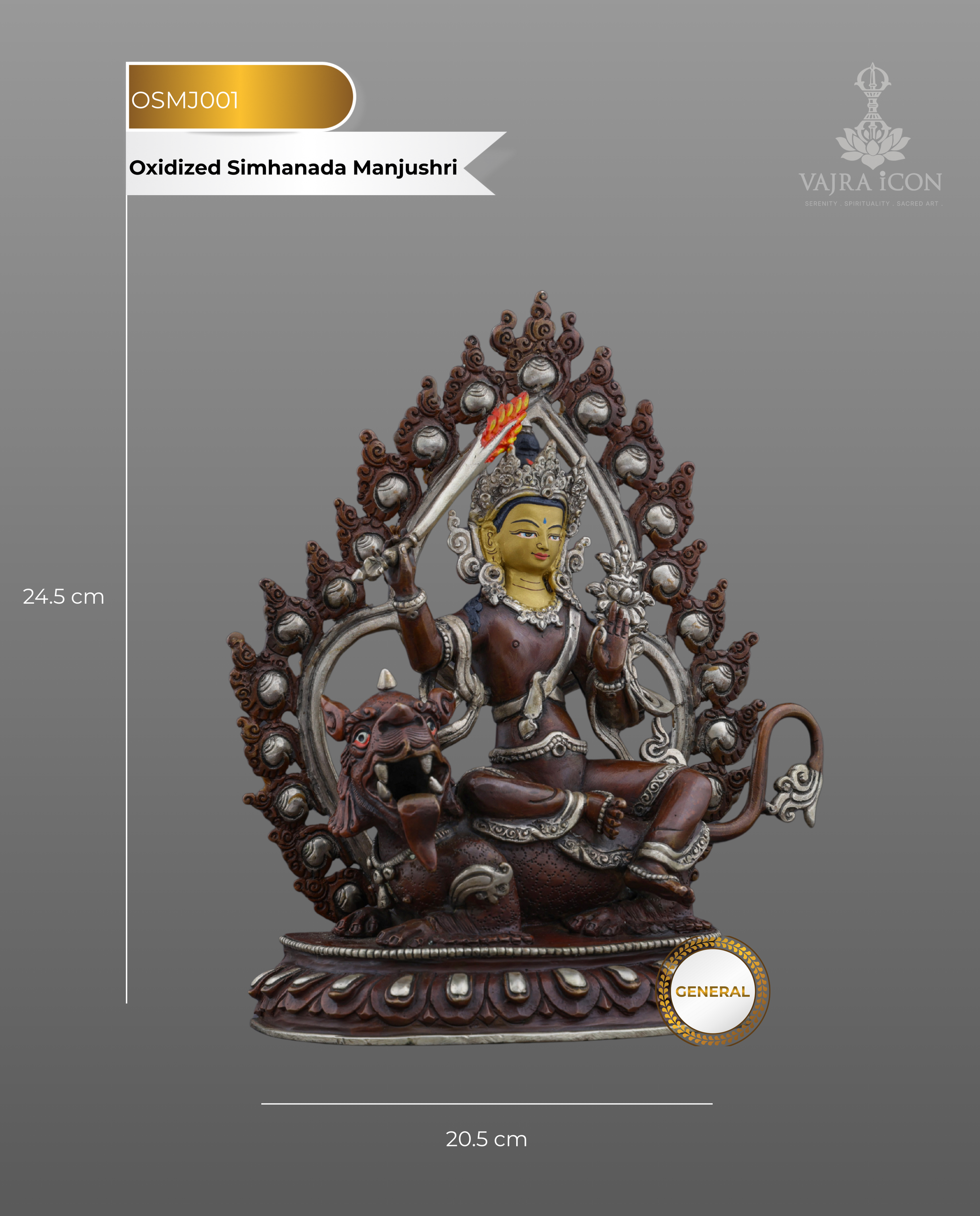 The Majestic Simhanada Manjushri | A Divine Guardian of Wisdom - Authentic Handcrafted Statue