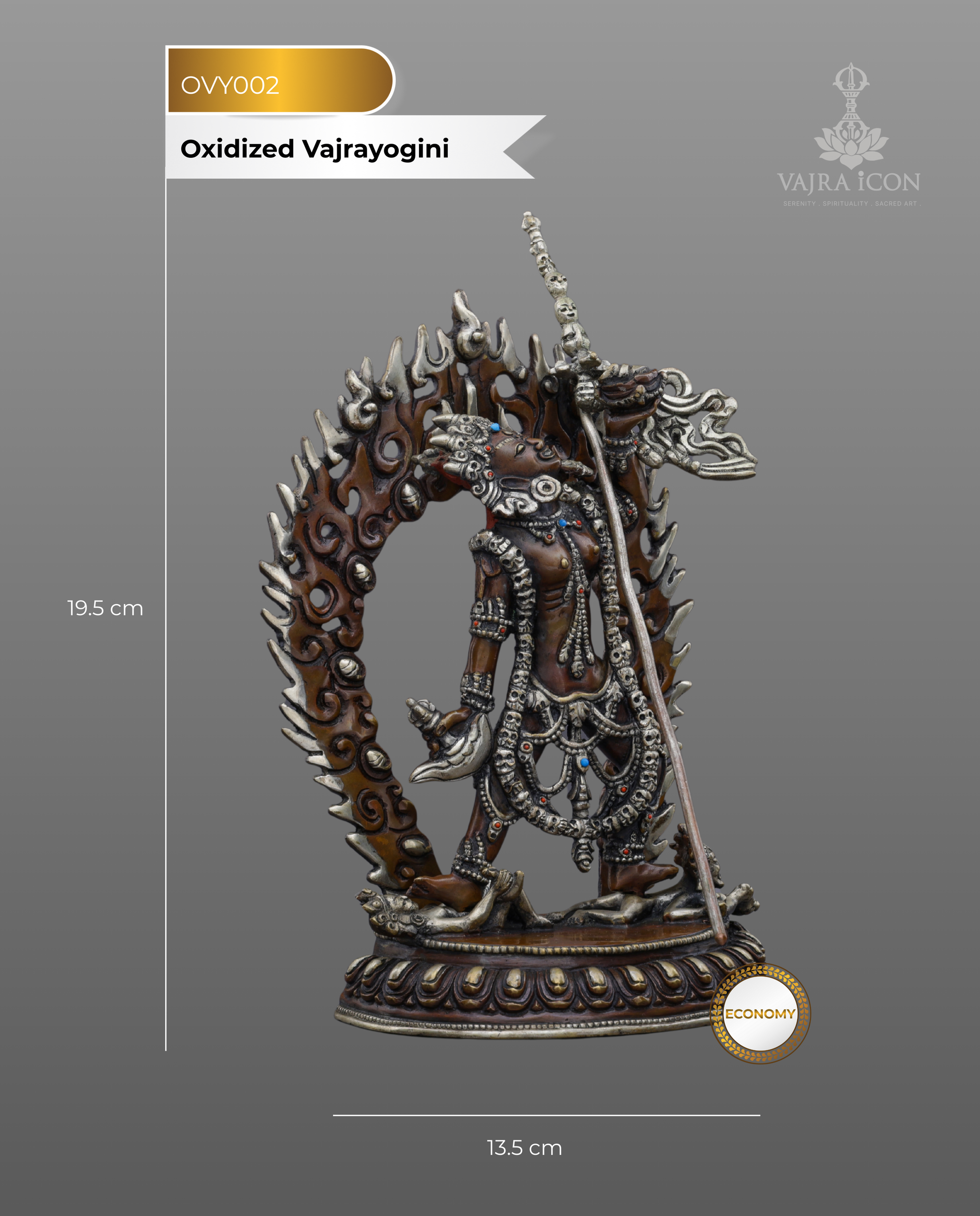 Fierce Wisdom | Handcrafted Nepalese Oxidized Vajrayogini Statue - Authentic Handcrafted Statue
