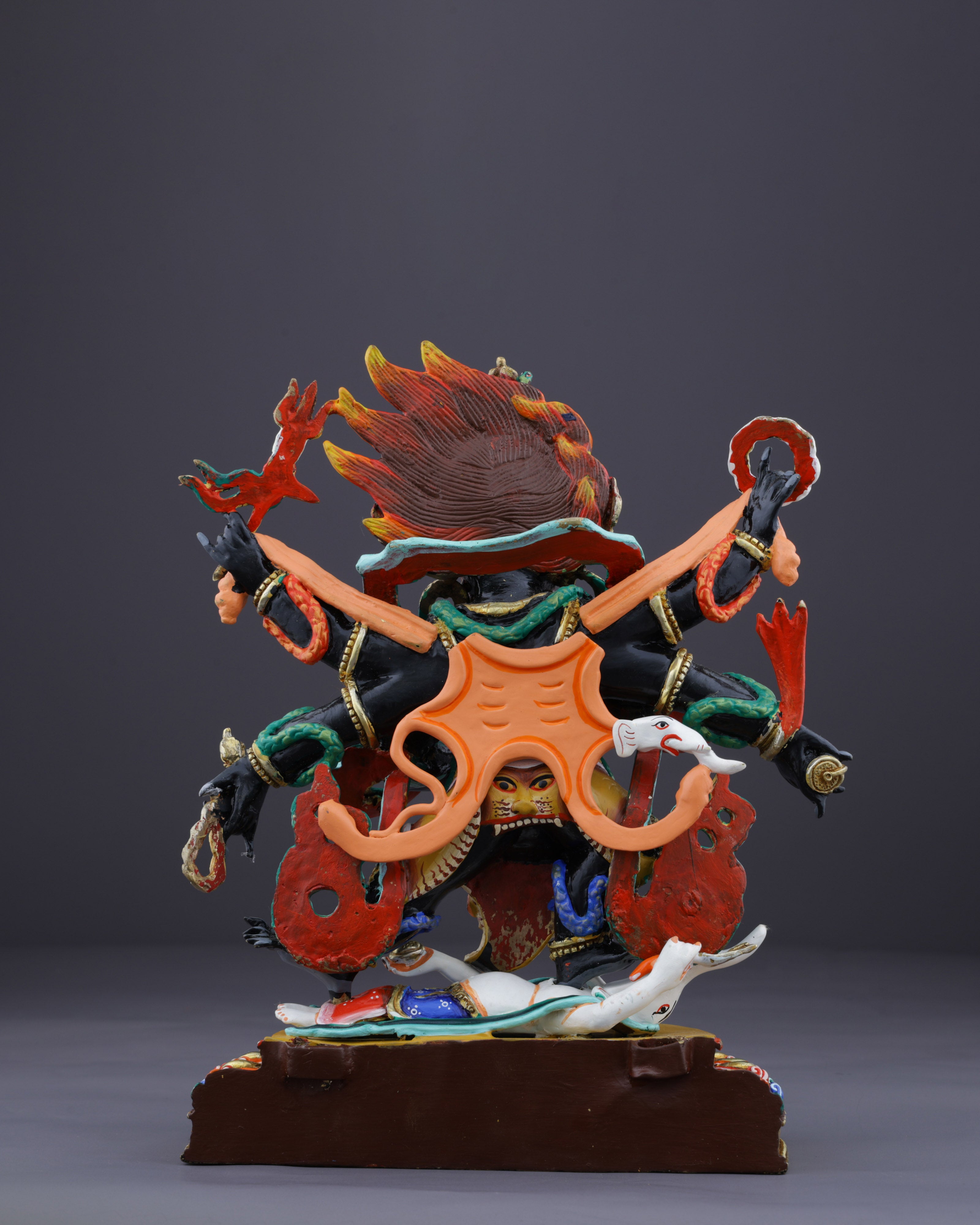 Blazing Protector of the Dharma | Handcrafted Nepalese Six-Armed Mahakala Statue