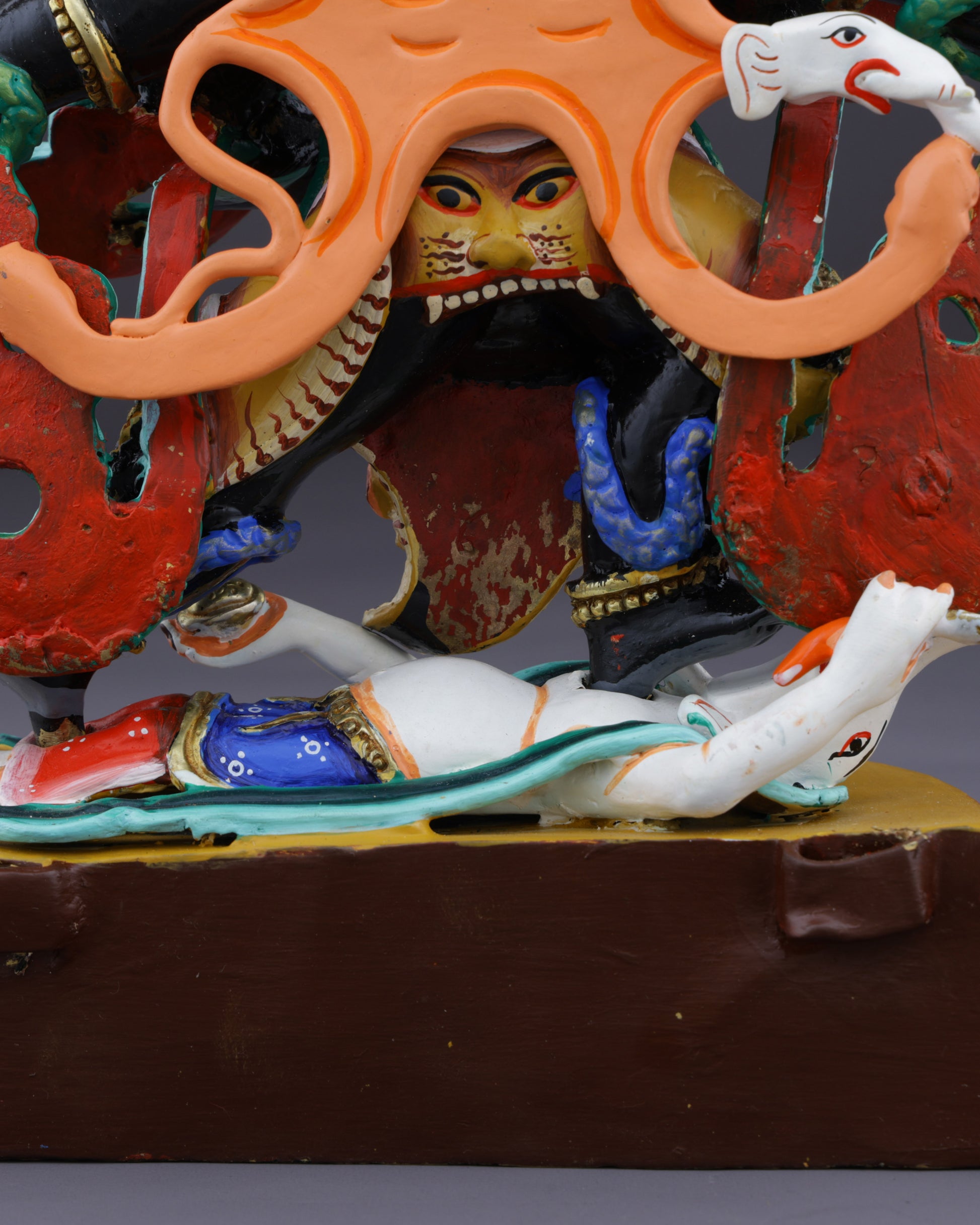 Blazing Protector of the Dharma | Handcrafted Nepalese Six-Armed Mahakala Statue - Authentic Handcrafted Statue