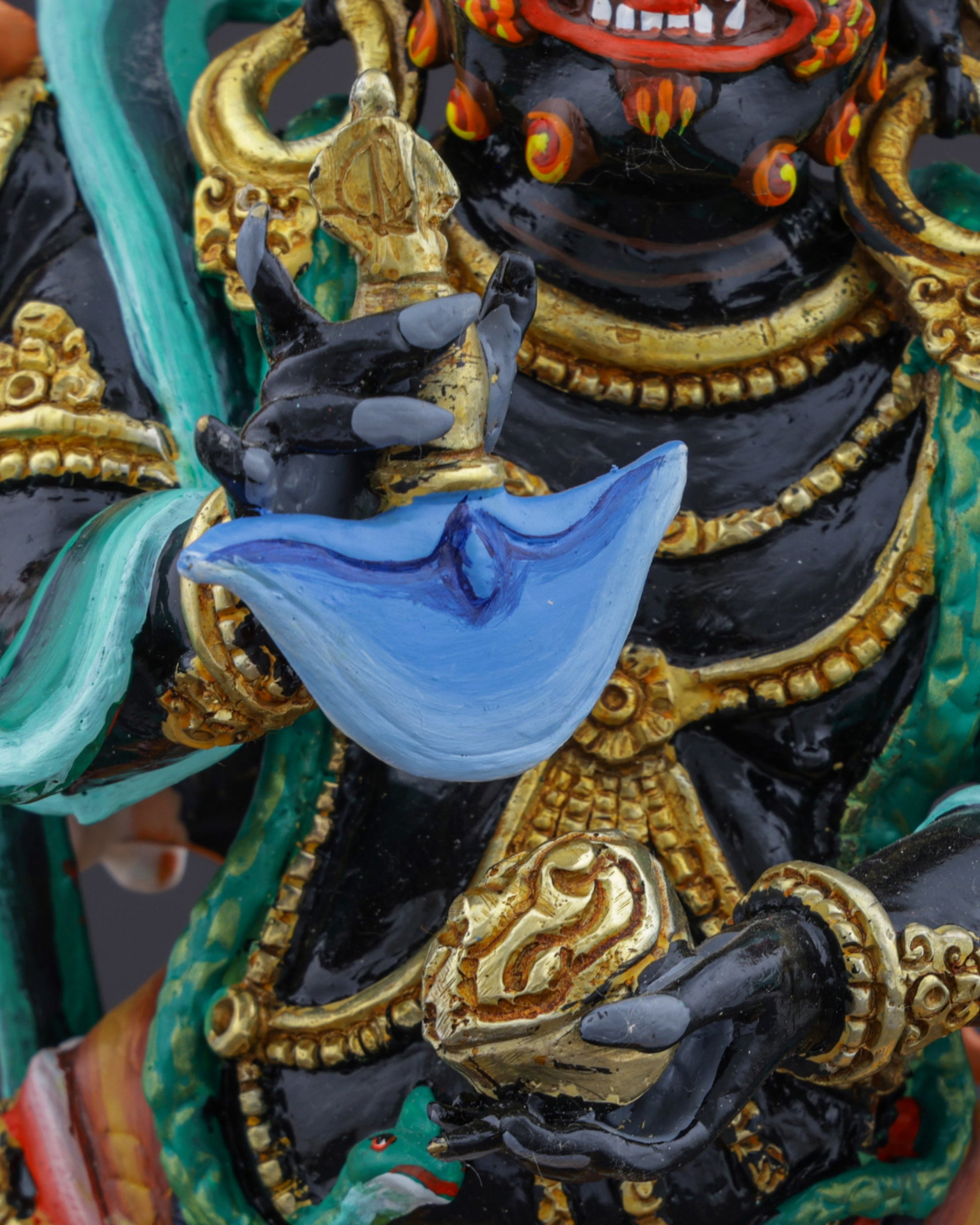 Blazing Protector of the Dharma | Handcrafted Nepalese Six-Armed Mahakala Statue - Authentic Handcrafted Statue