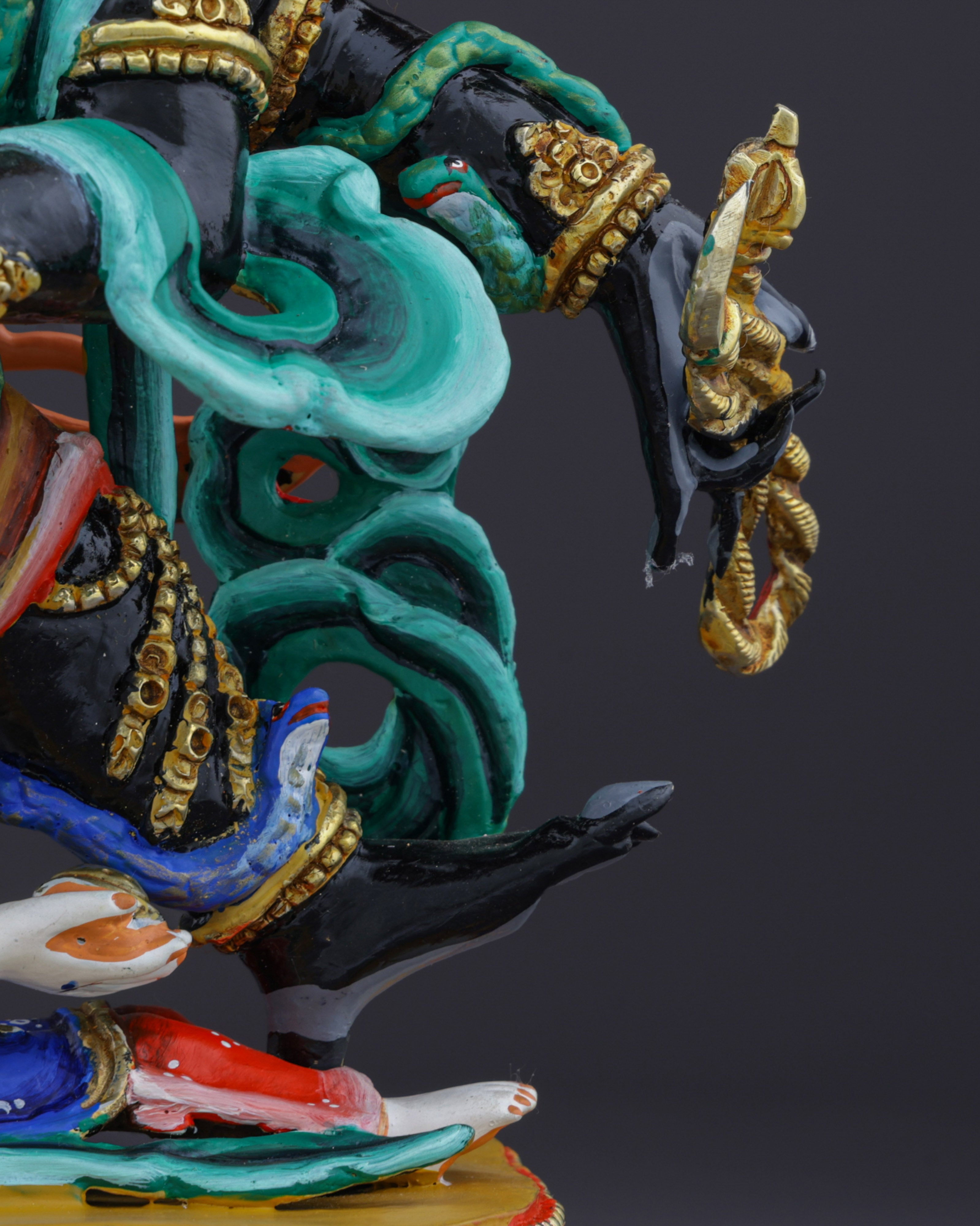 Blazing Protector of the Dharma | Handcrafted Nepalese Six-Armed Mahakala Statue
