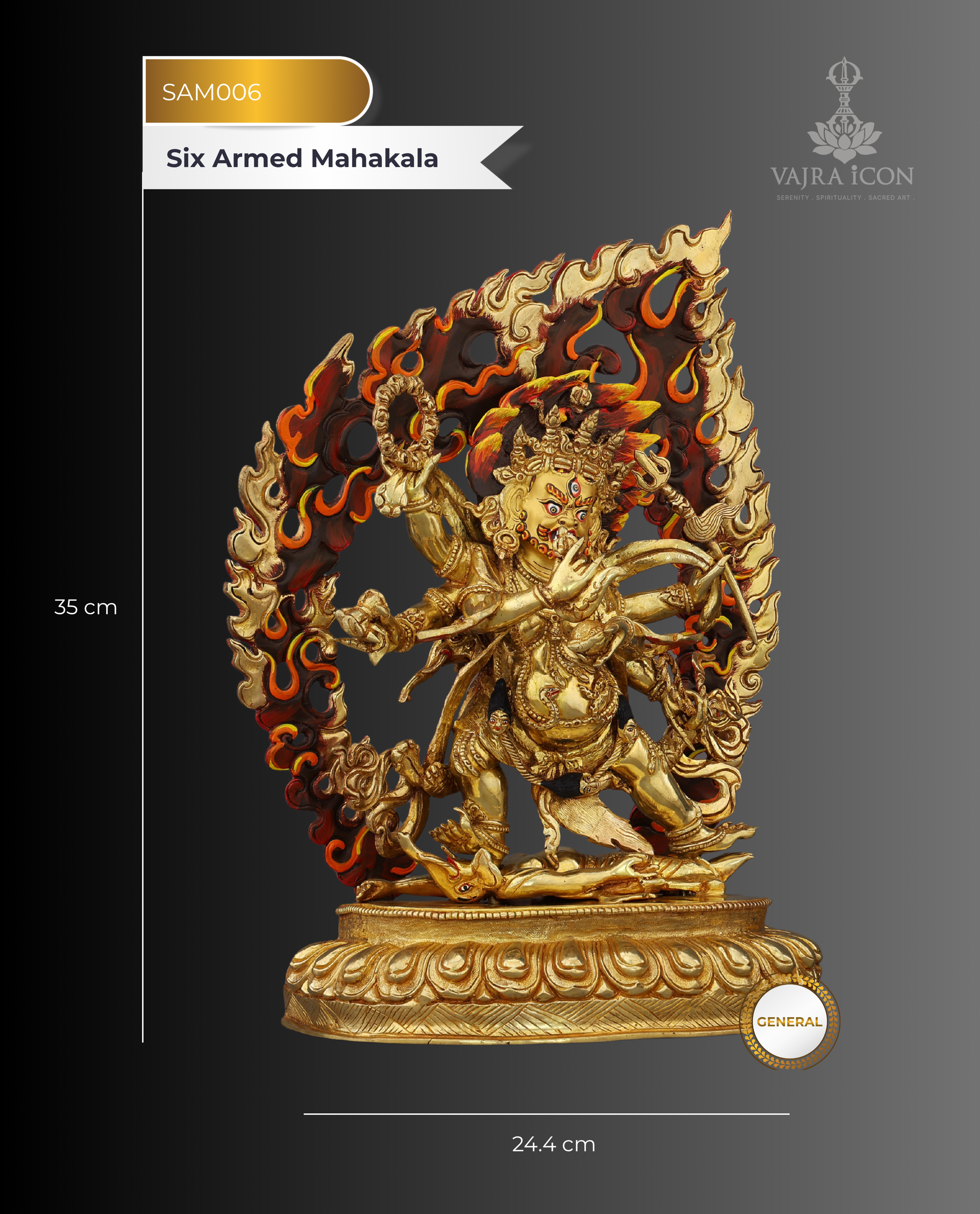 Six Arms, One Purpose | Awe-Inspiring Six Armed Mahakala Statue - Authentic Handcrafted Statue