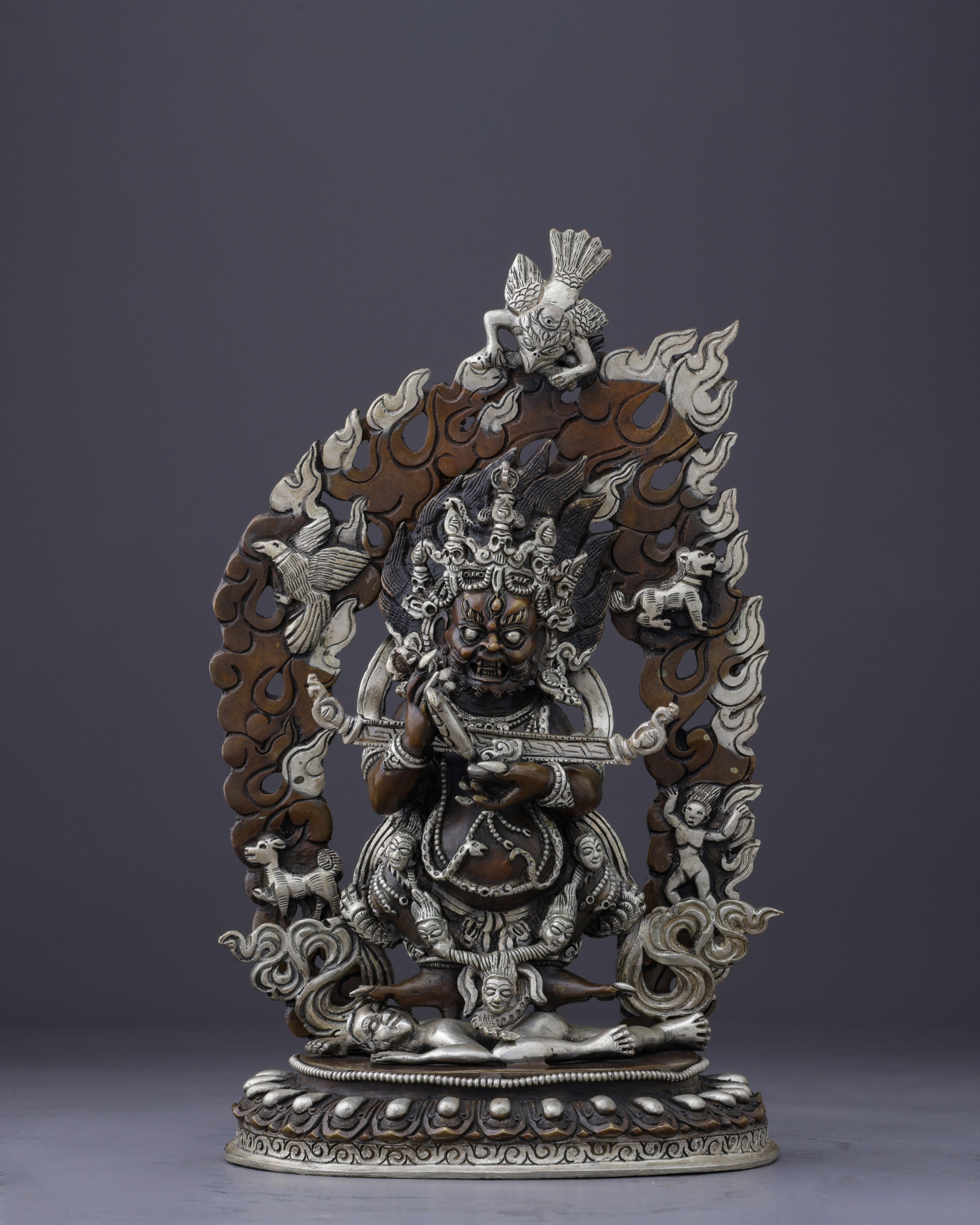 Fierce Protector of the Sacred Path | Handcrafted Oxidized Sakya Mahakala Statue