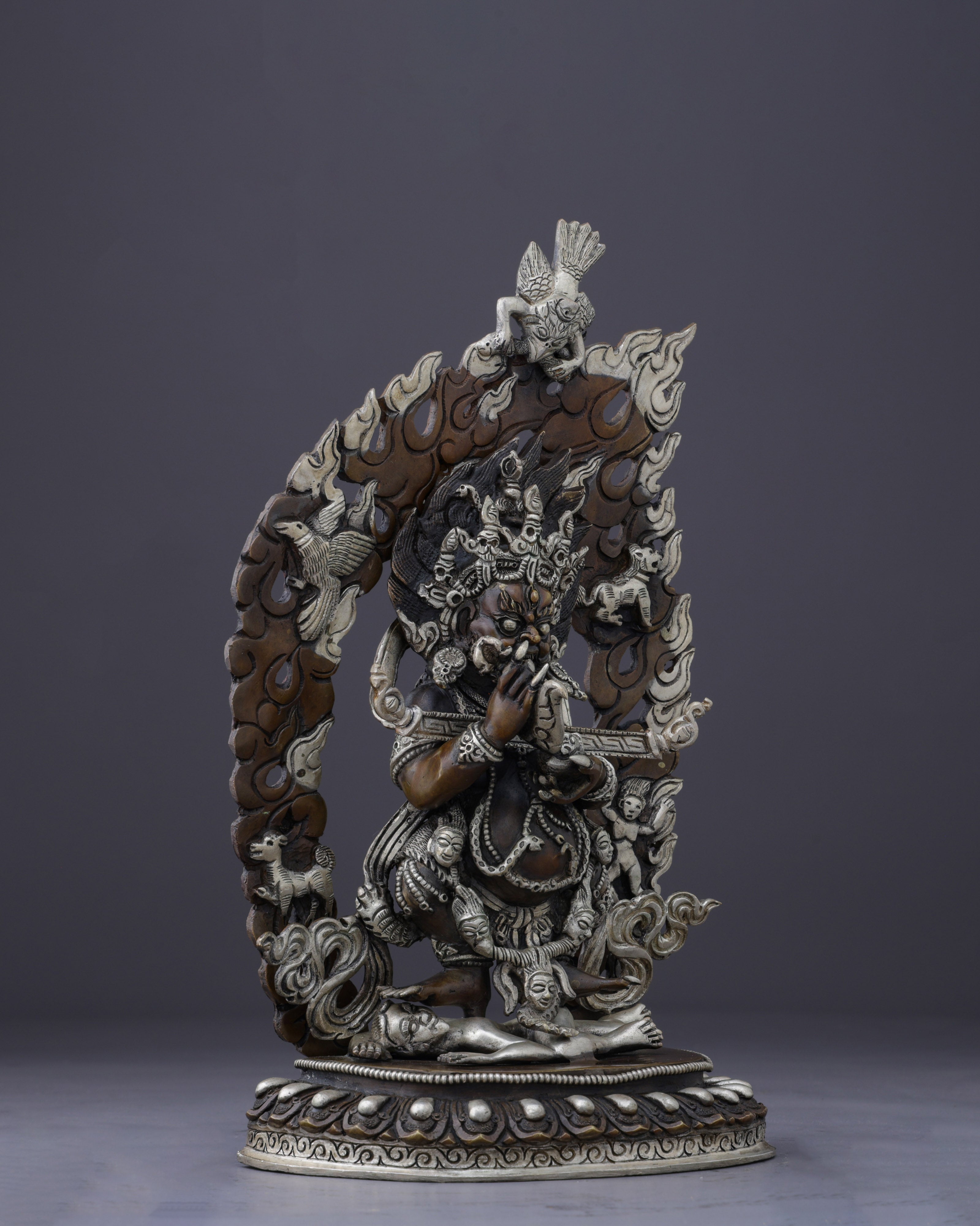 Fierce Protector of the Sacred Path | Handcrafted Oxidized Sakya Mahakala Statue