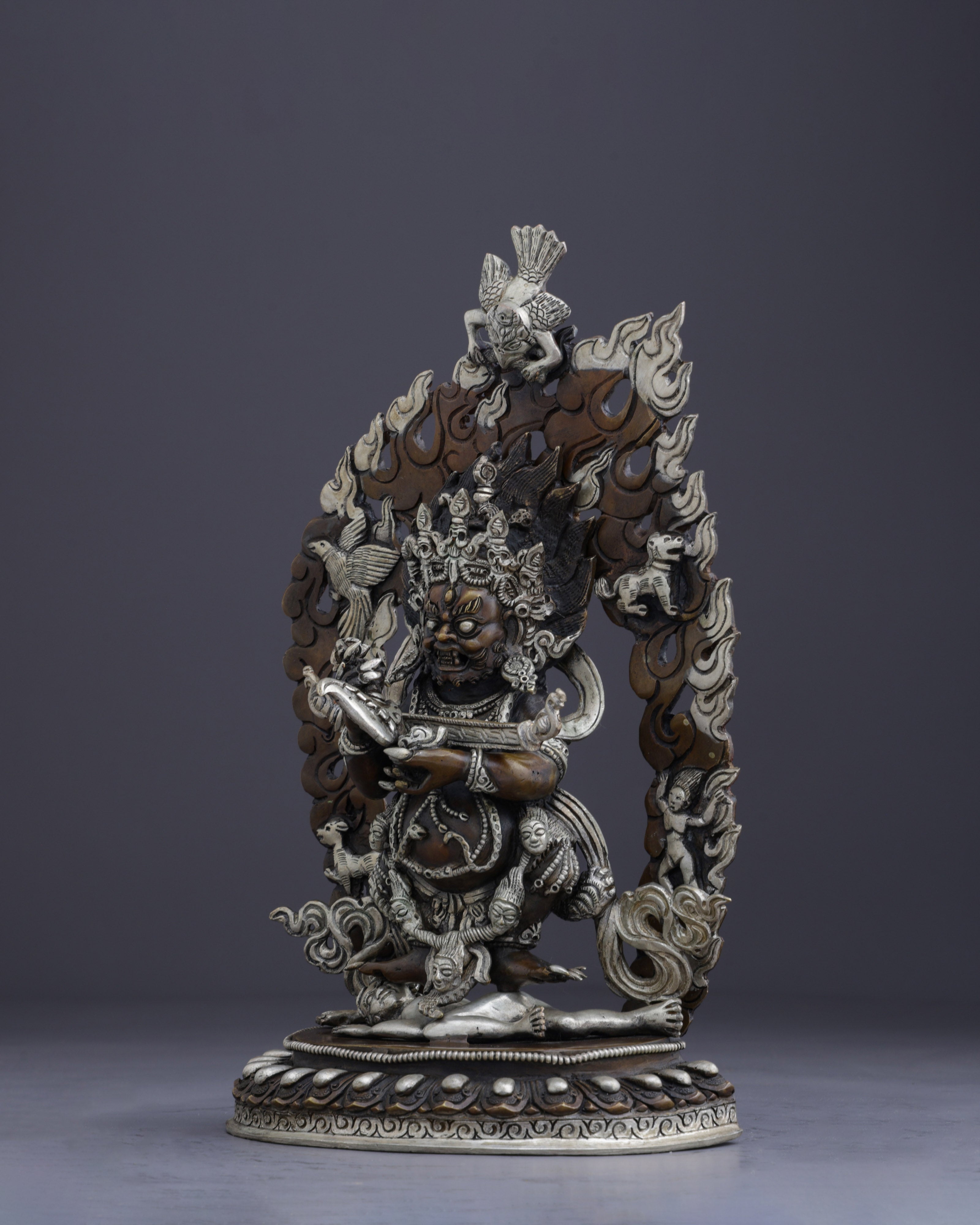 Fierce Protector of the Sacred Path | Handcrafted Oxidized Sakya Mahakala Statue