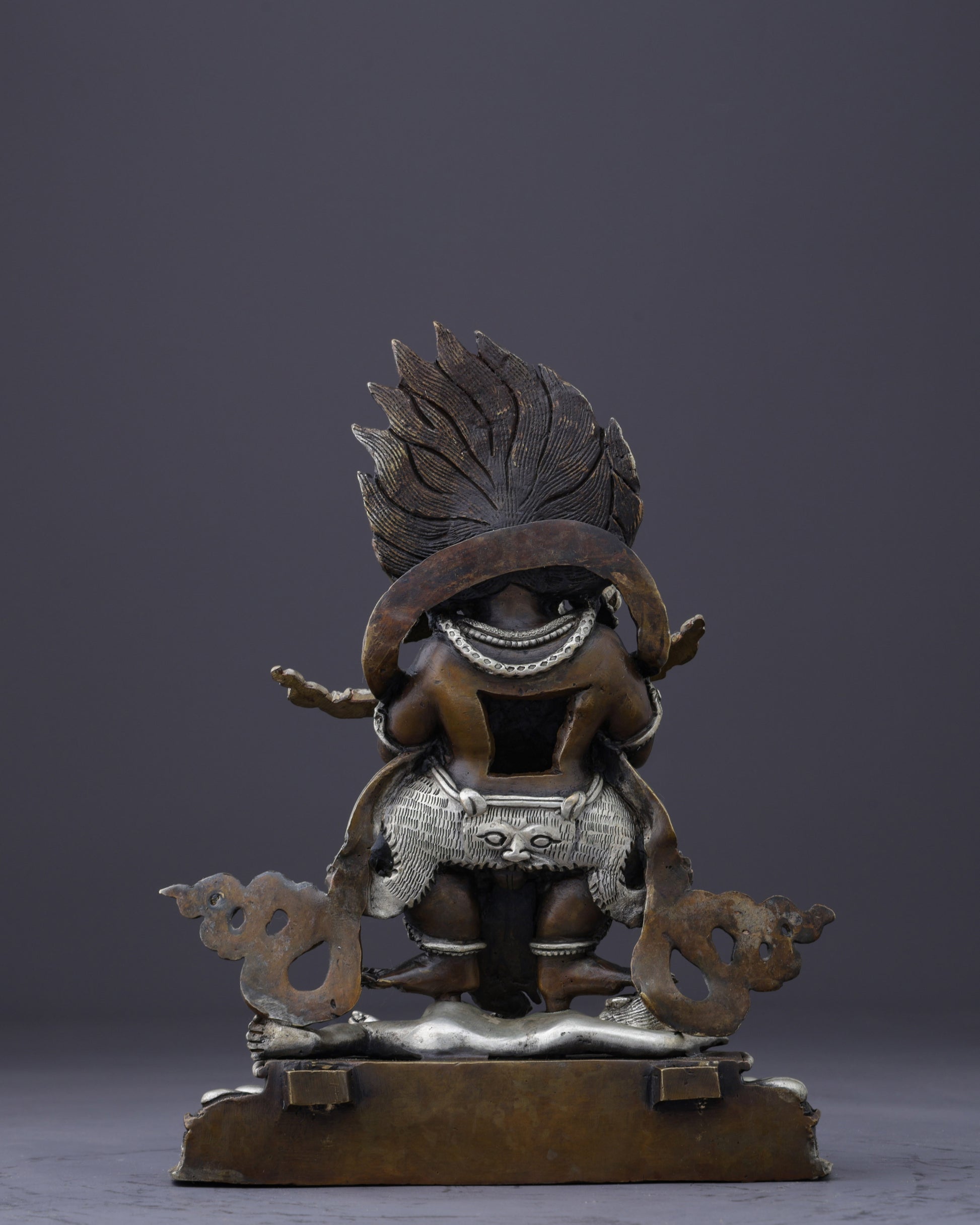 Fierce Protector of the Sacred Path | Handcrafted Oxidized Sakya Mahakala Statue - Authentic Handcrafted Statue