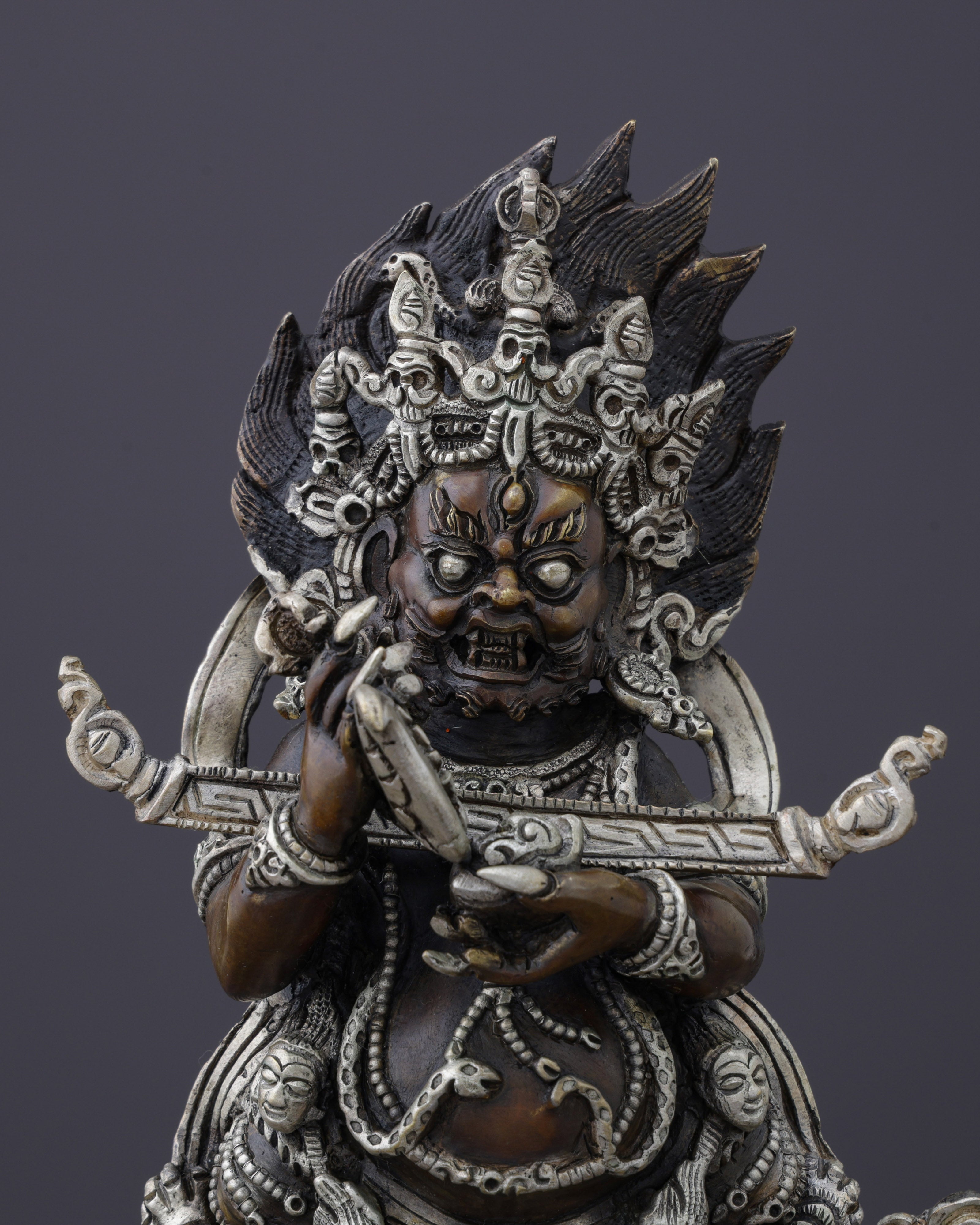 Fierce Protector of the Sacred Path | Handcrafted Oxidized Sakya Mahakala Statue