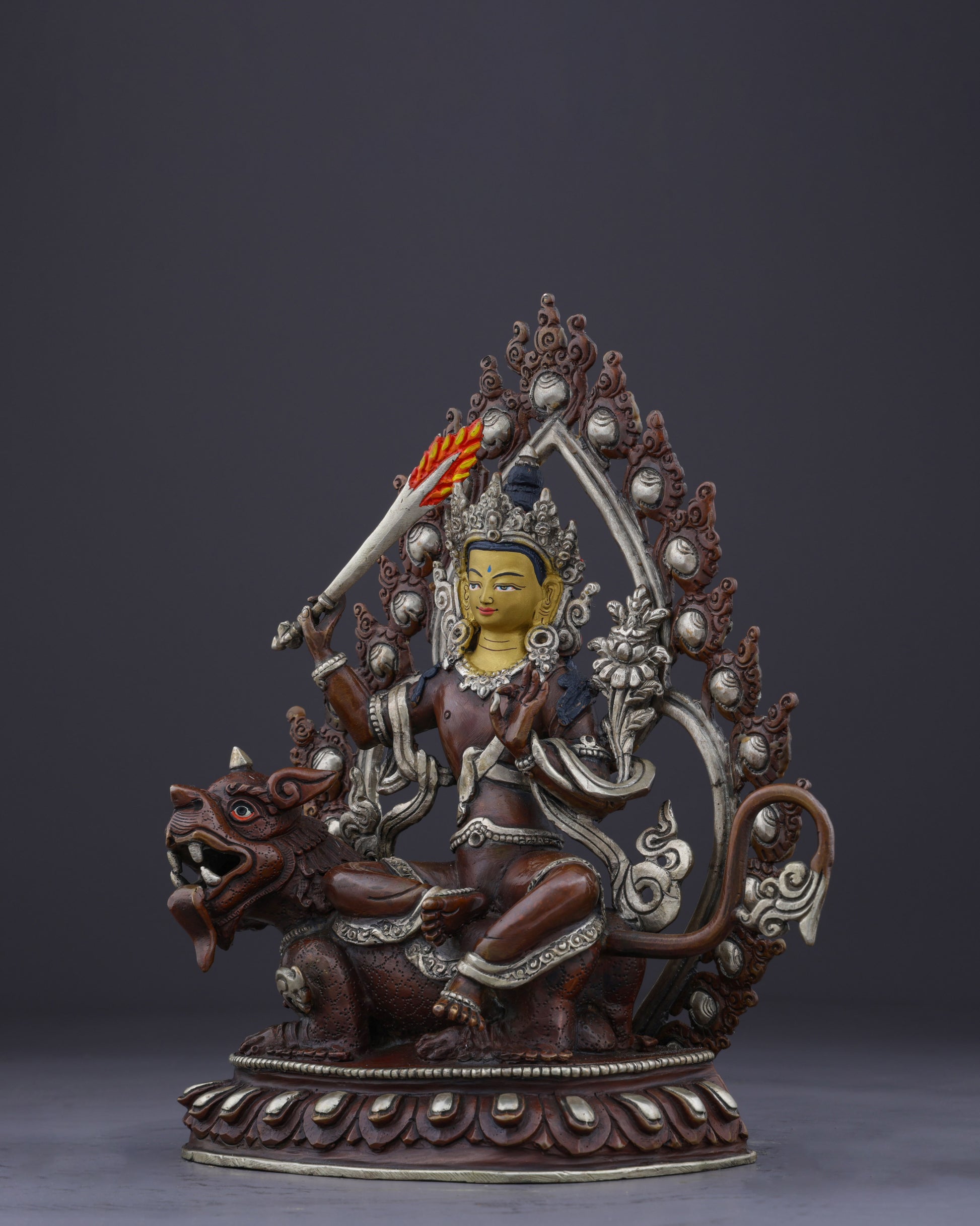 The Majestic Simhanada Manjushri | A Divine Guardian of Wisdom - Authentic Handcrafted Statue