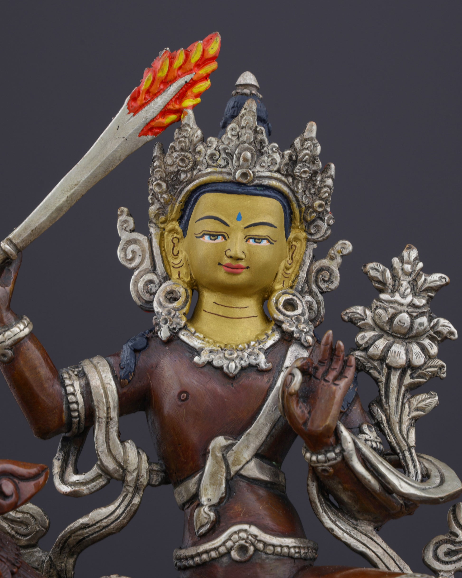 The Majestic Simhanada Manjushri | A Divine Guardian of Wisdom - Authentic Handcrafted Statue