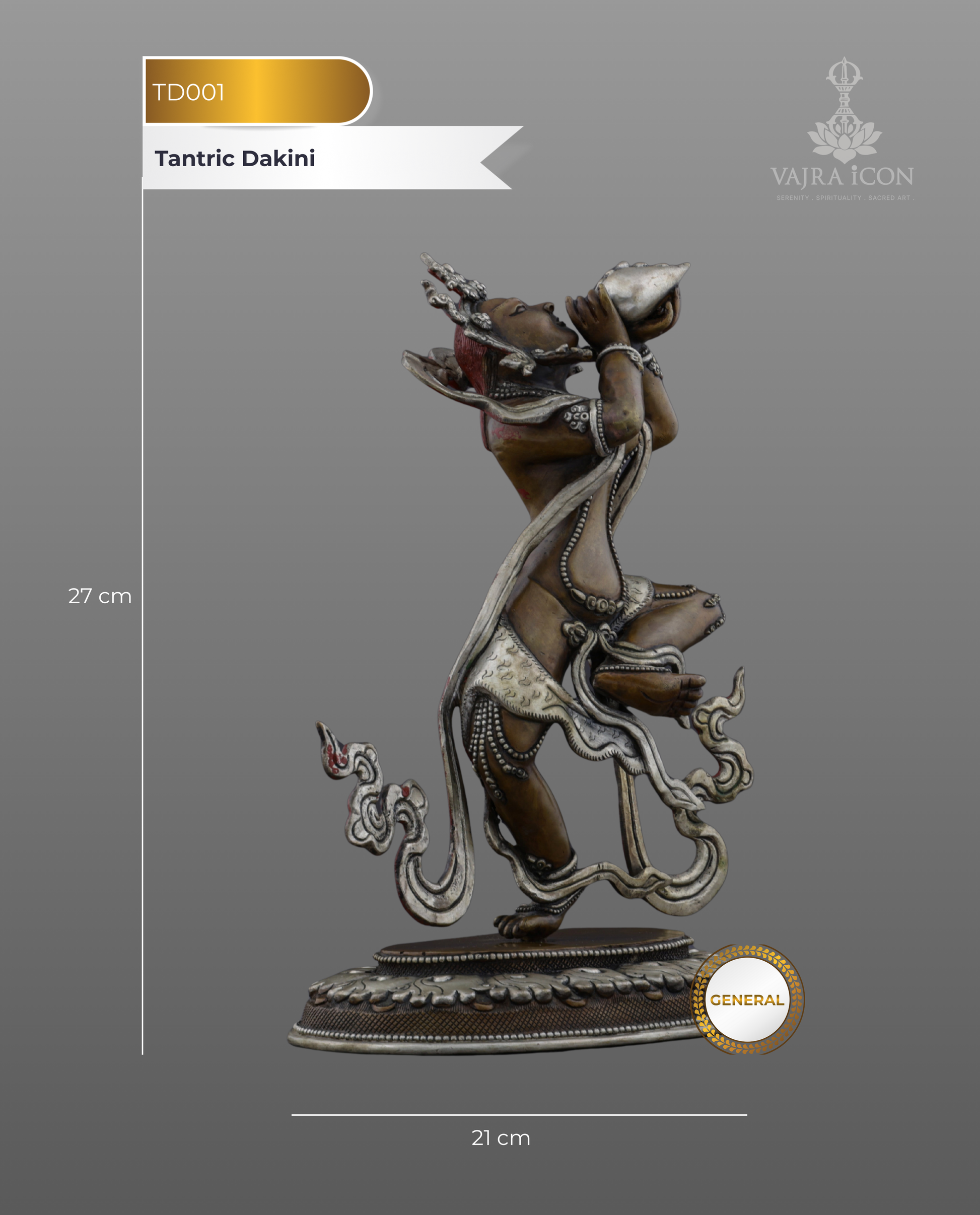 The Celestial Sky Dancer | Nepalese Handmade Oxidized Tantric Dakini Statue - Authentic Handcrafted Statue