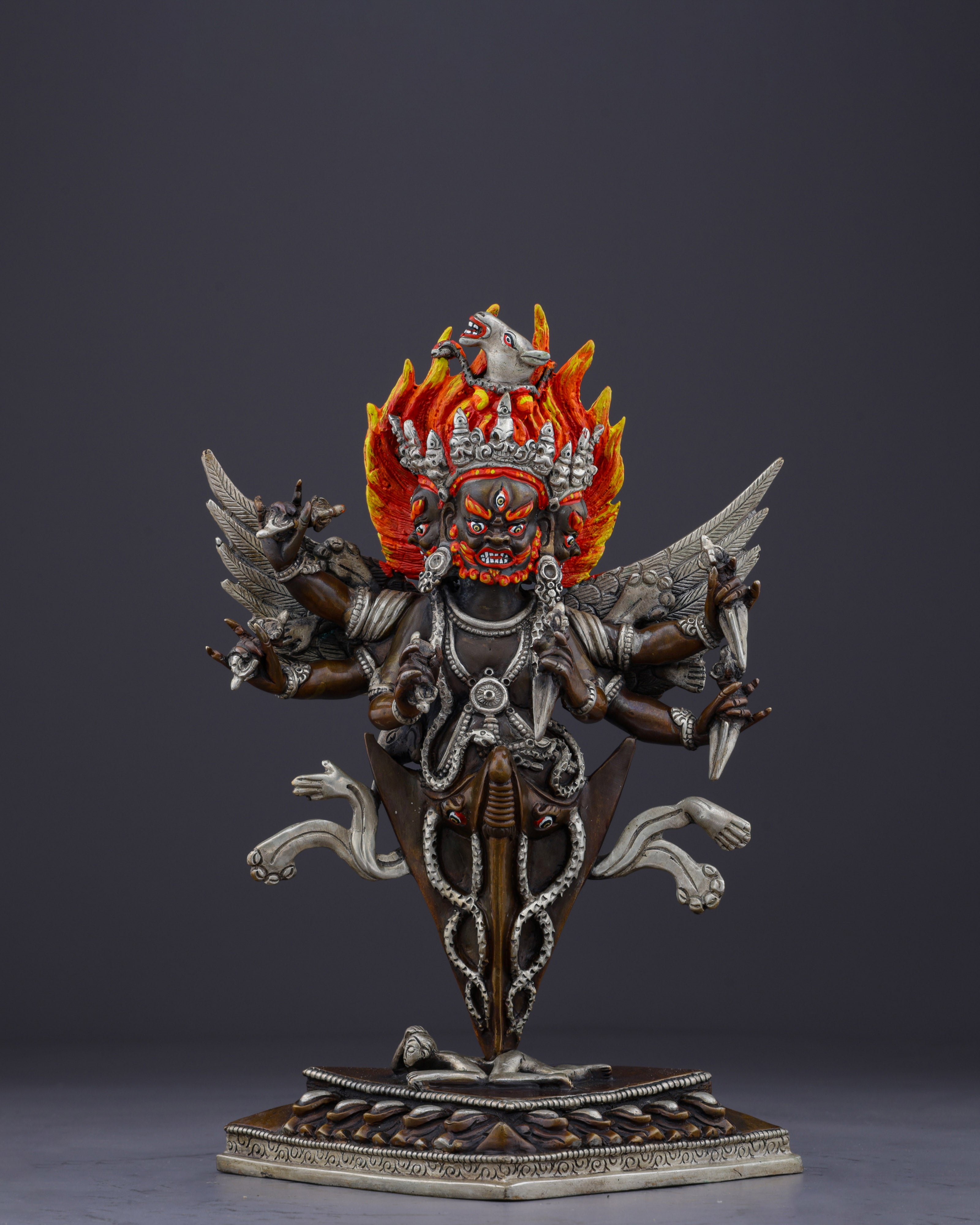 Divine Destroyer of Obstacles | Handcrafted Oxidized Vajrakilaya Statue