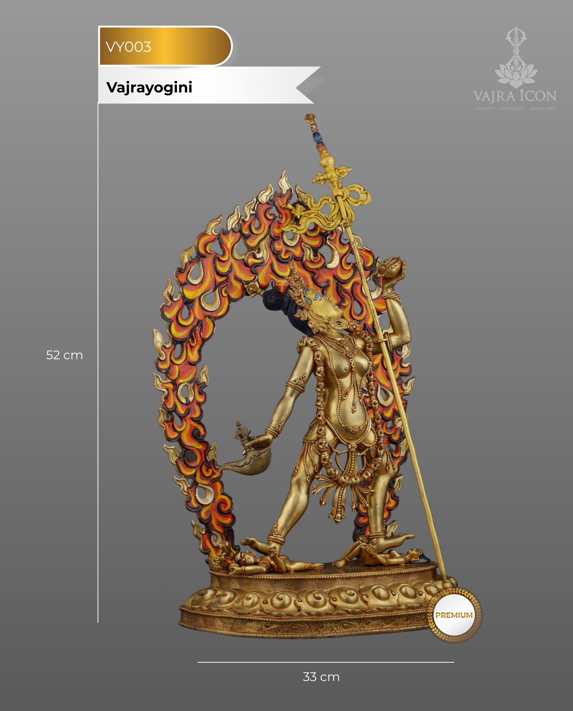 Sacred Feminine Power | Gold-Gilded Nepalese Vajrayogini Statue - Authentic Handcrafted Statue