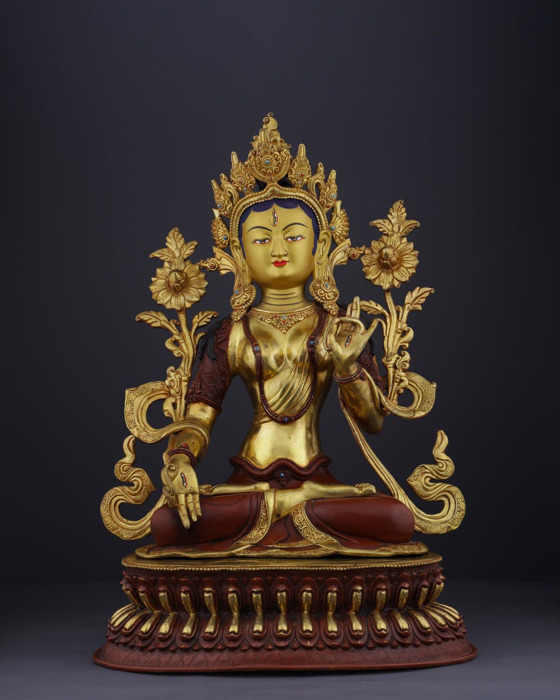 The Mother of Compassion | Majestic Nepalese White Tara Statue - Handcrafted Buddhist Statue