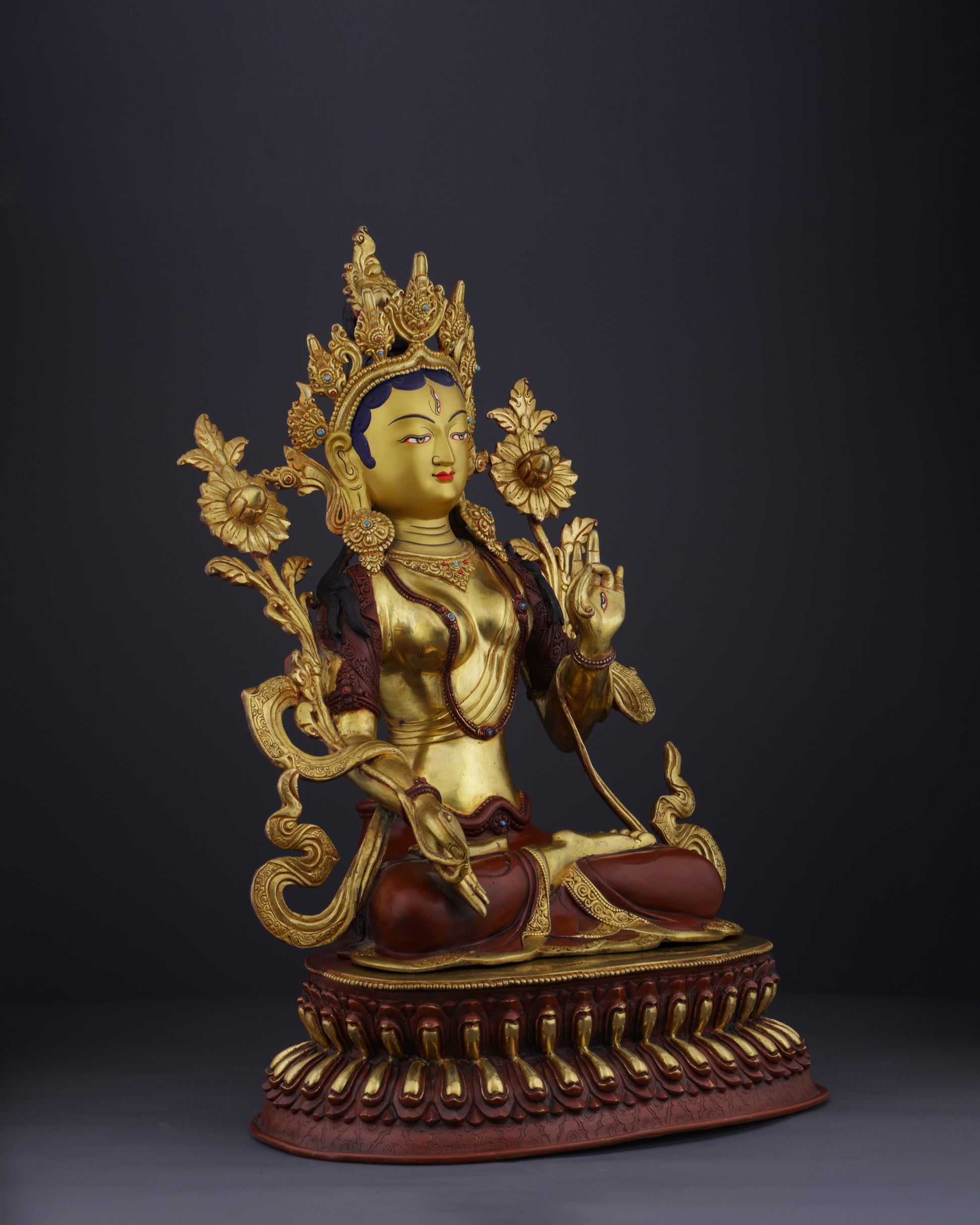 The Mother of Compassion | Majestic Nepalese White Tara Statue - Authentic Handcrafted Statue