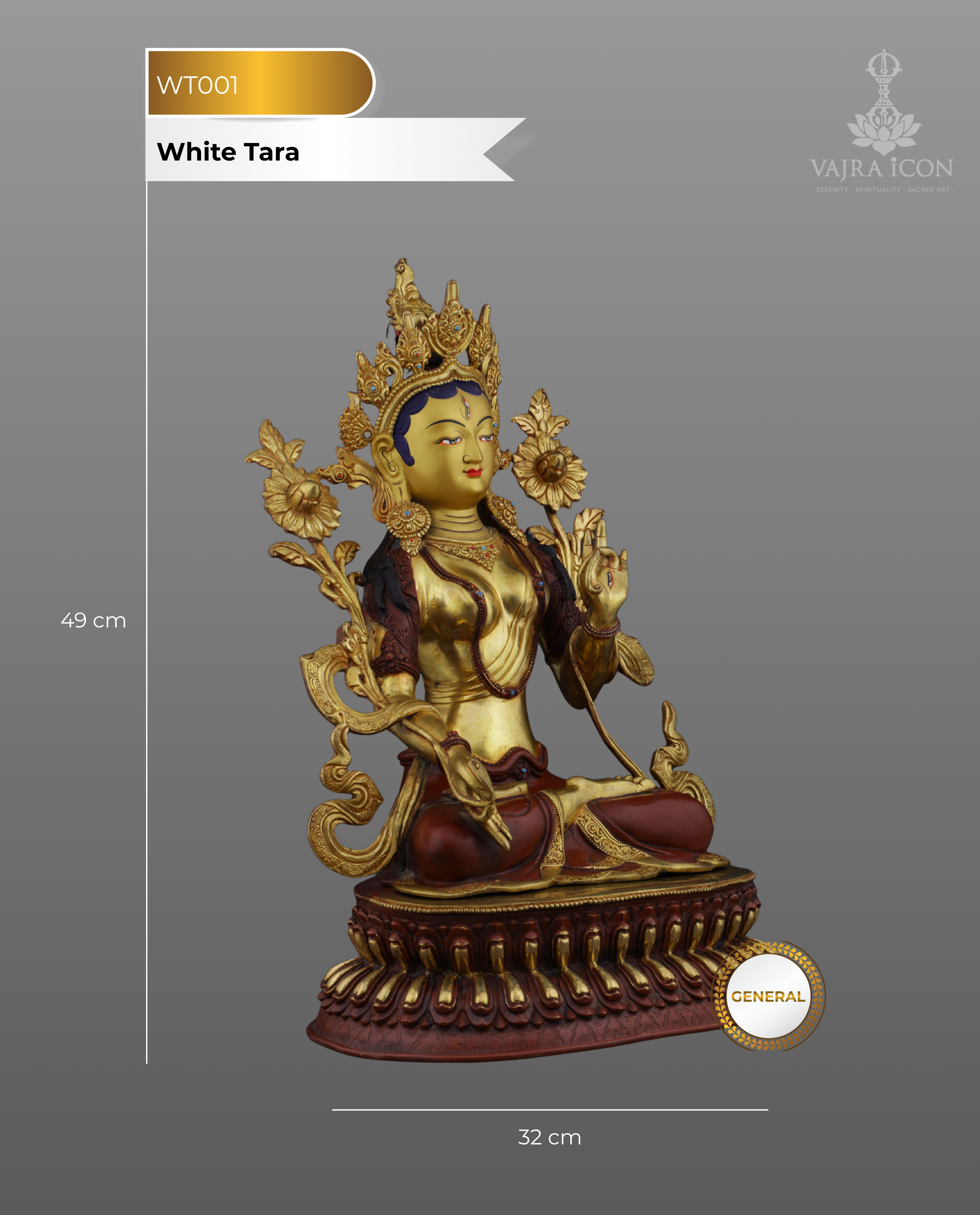 The Mother of Compassion | Majestic Nepalese White Tara Statue