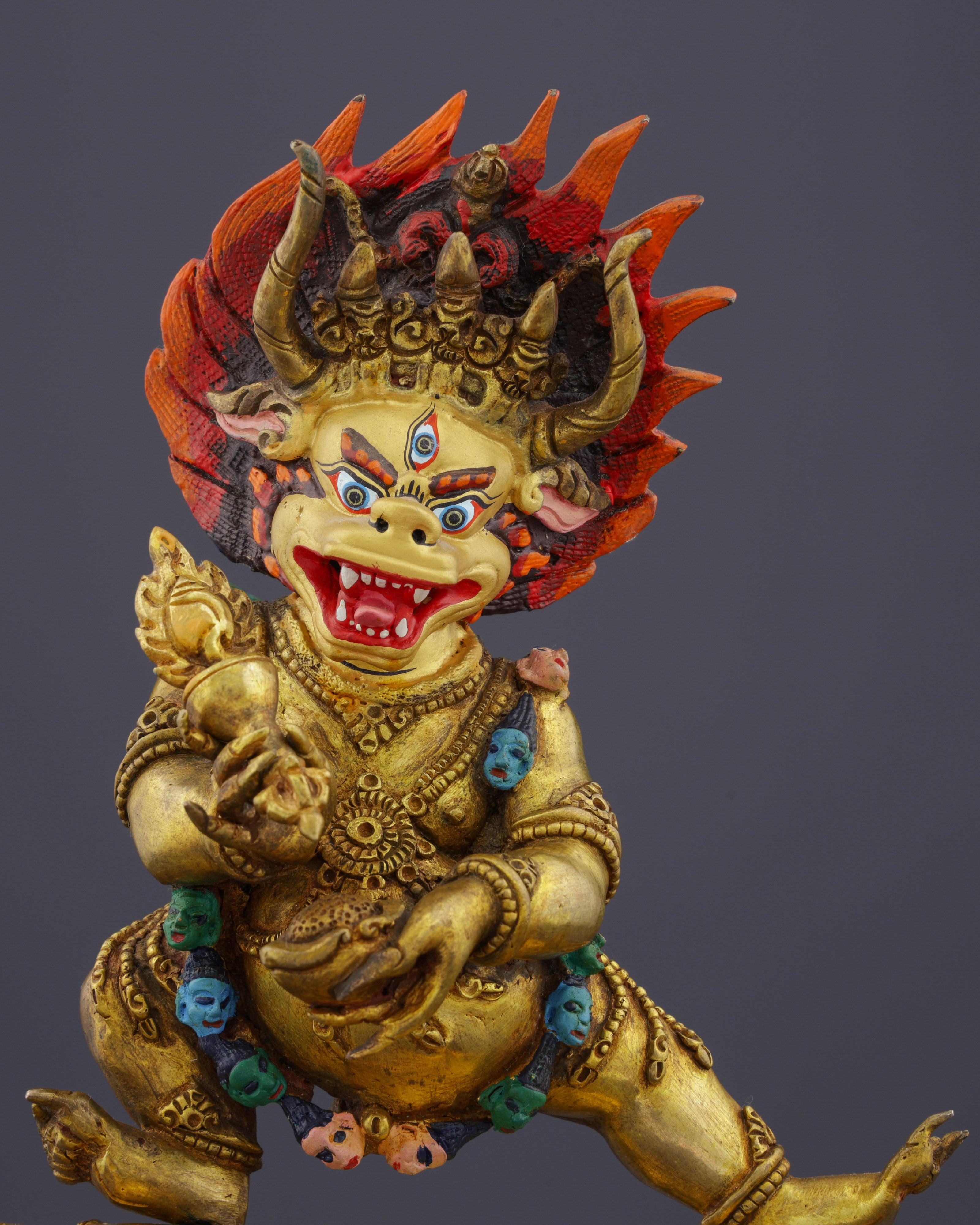 Golden Guardian of Enlightenment | Handcrafted Gold-Gilded Yamantaka Statue