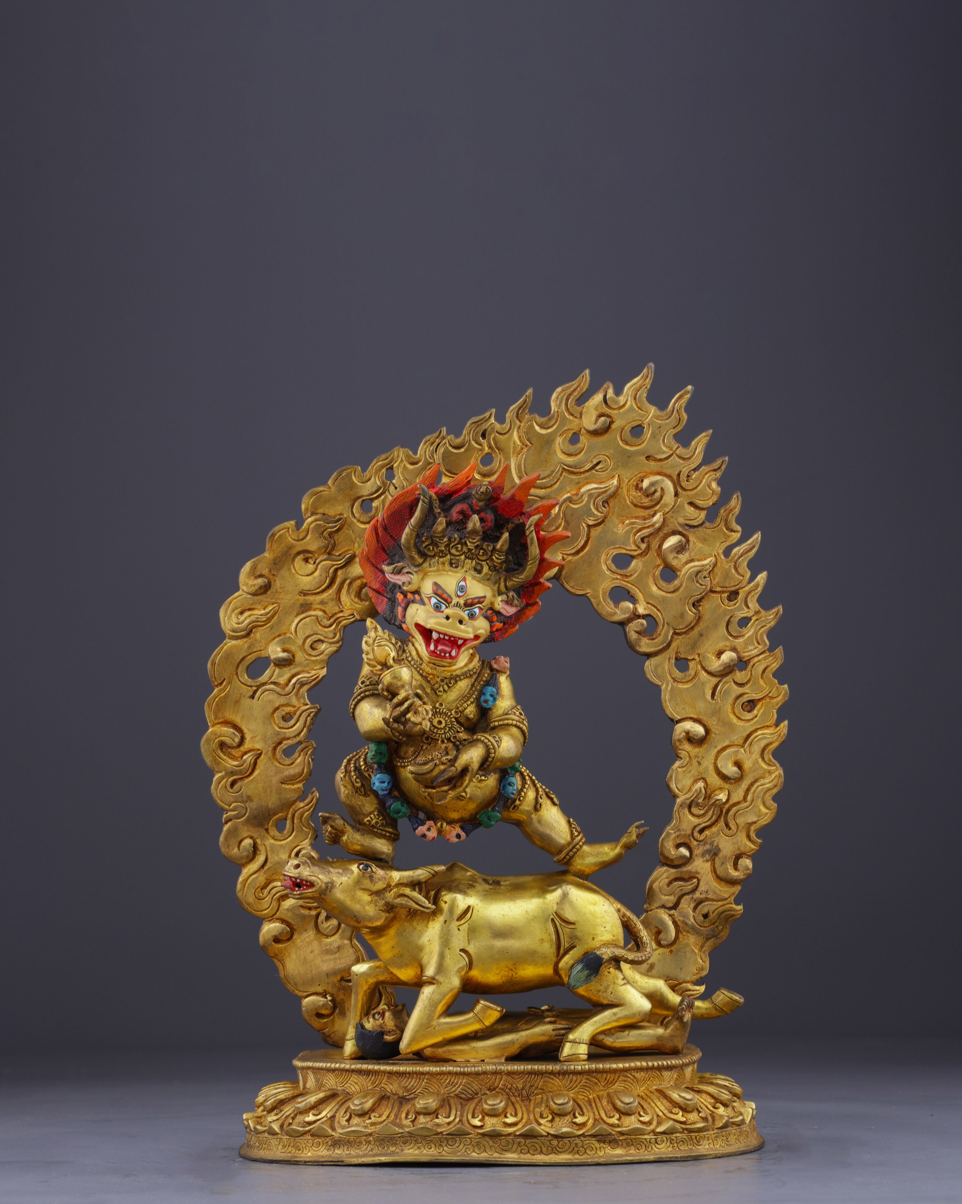 Golden Guardian of Enlightenment | Handcrafted Gold-Gilded Yamantaka Statue