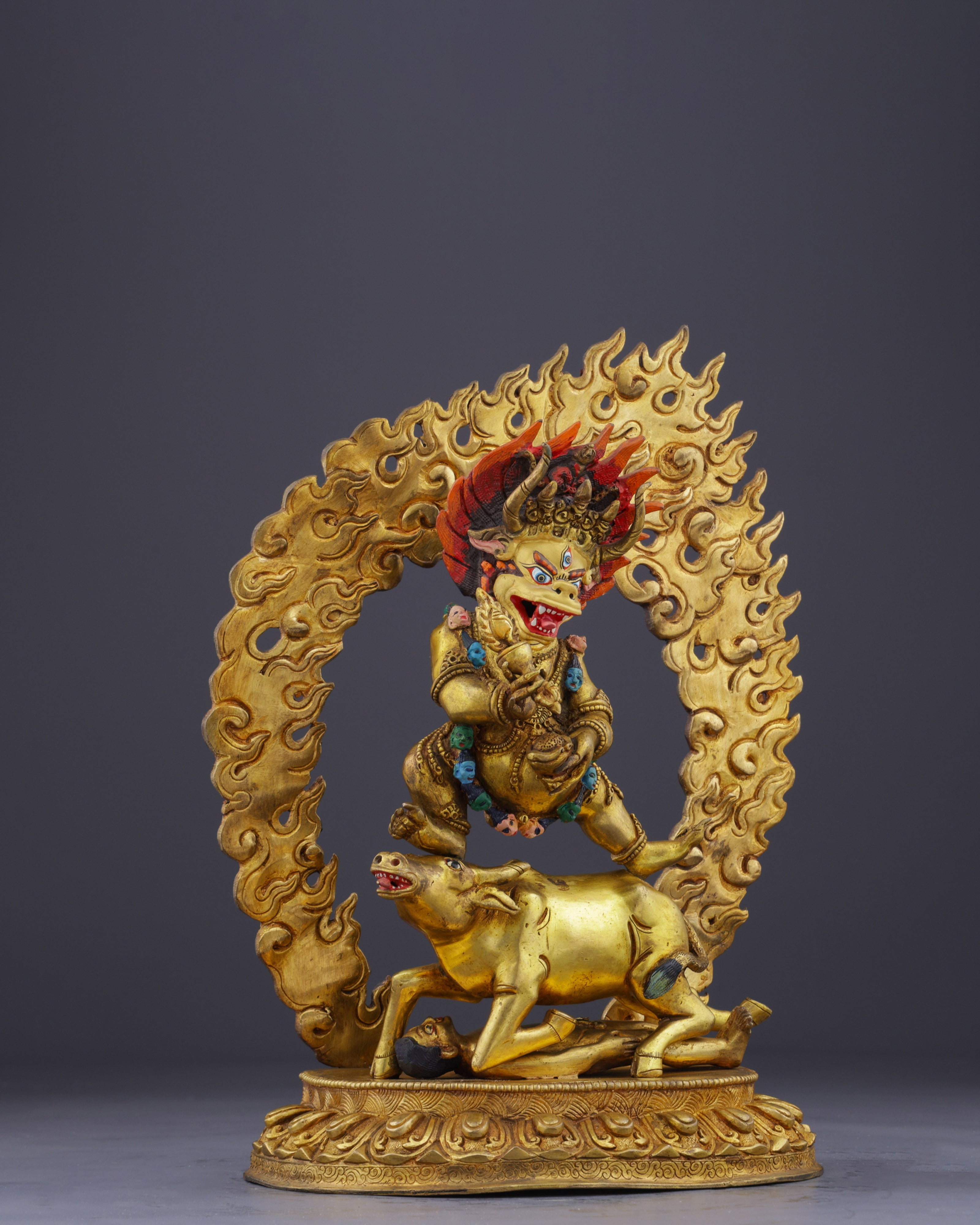 Golden Guardian of Enlightenment | Handcrafted Gold-Gilded Yamantaka Statue