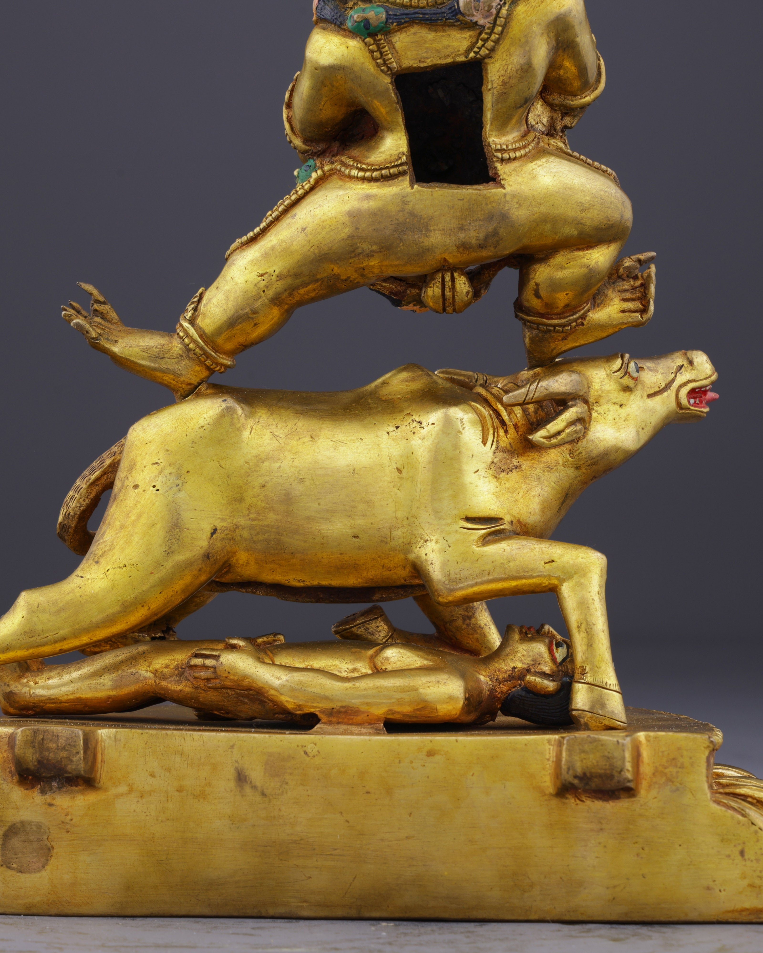 Golden Guardian of Enlightenment | Handcrafted Gold-Gilded Yamantaka Statue