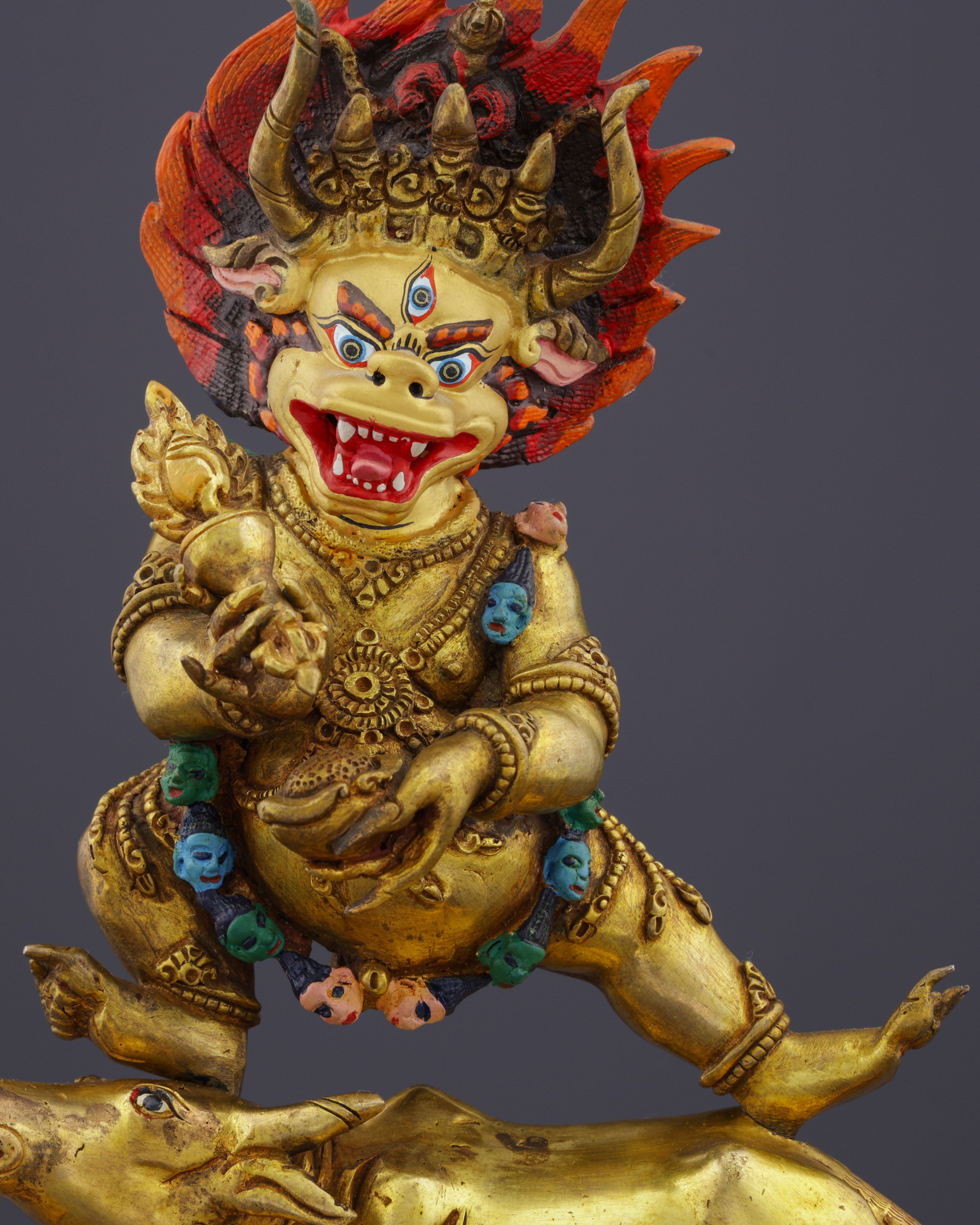 Golden Guardian of Enlightenment | Handcrafted Gold-Gilded Yamantaka Statue