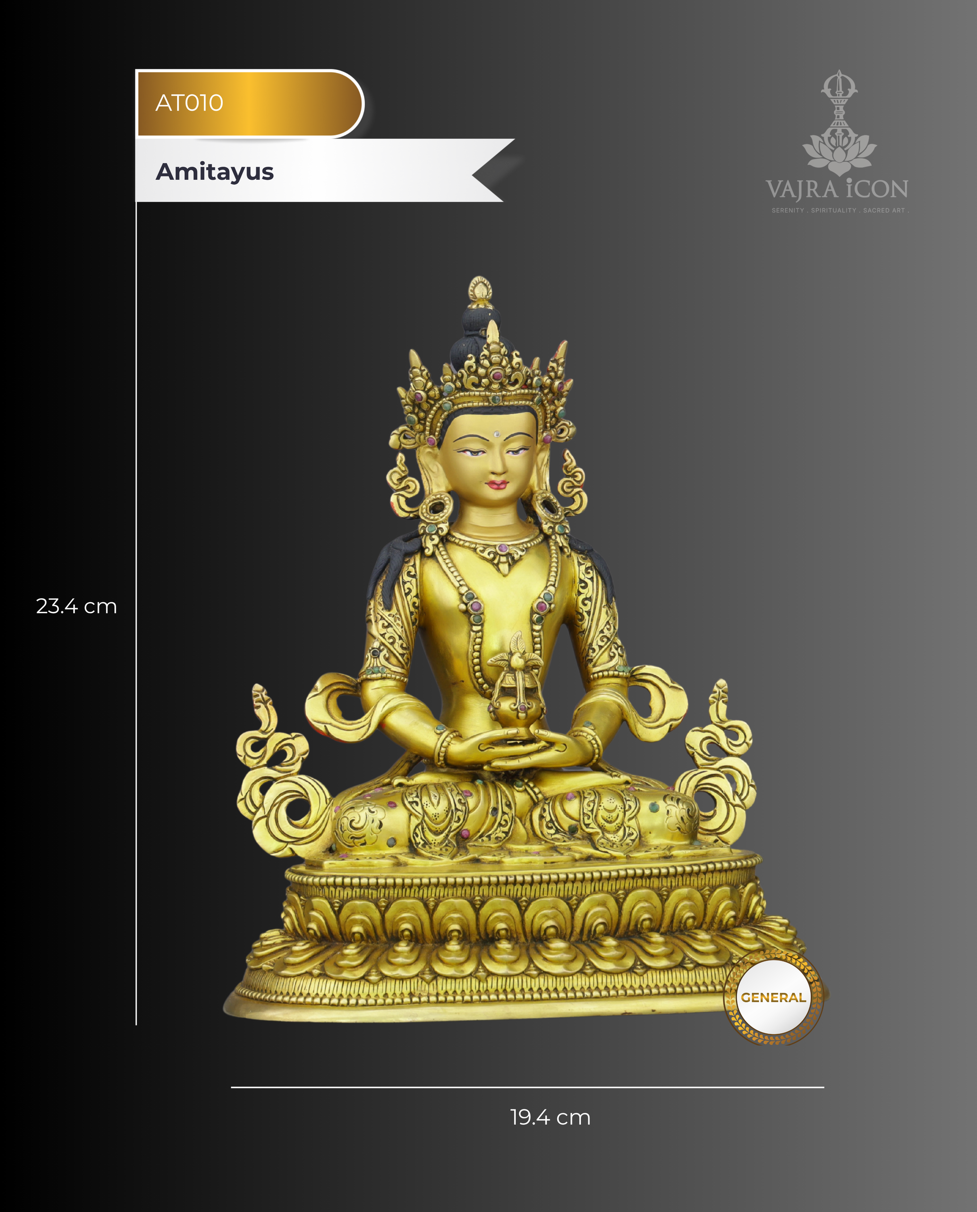 Boundless Life in Gold | Amitayus Statue That Invites Longevity, Healing, and Infinite Blessings - Authentic Handcrafted Statue