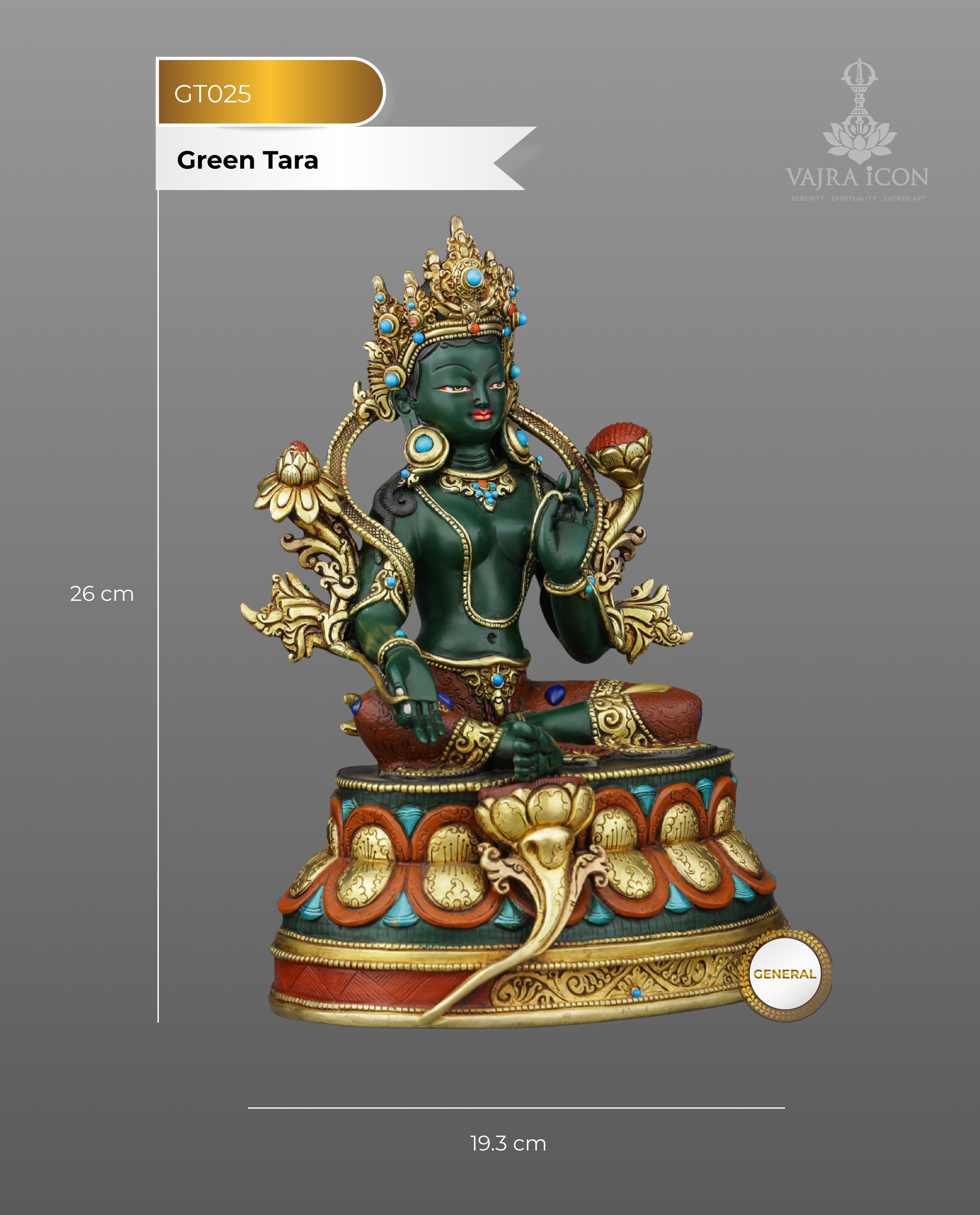 Exquisite Green Tara | Gold-Plated Copper Statue&nbsp; - Authentic Handcrafted Statue