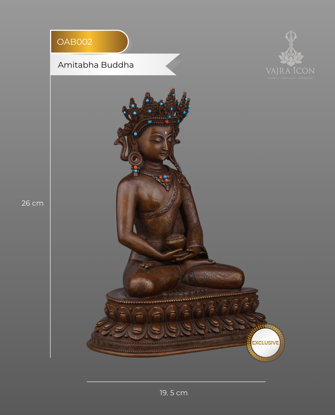 The Buddha of Infinite Light | Handcrafted Oxidized Amitabha from Nepal's Sacred Valleys - Handcrafted Buddhist Statue - Authentic Sacred Art