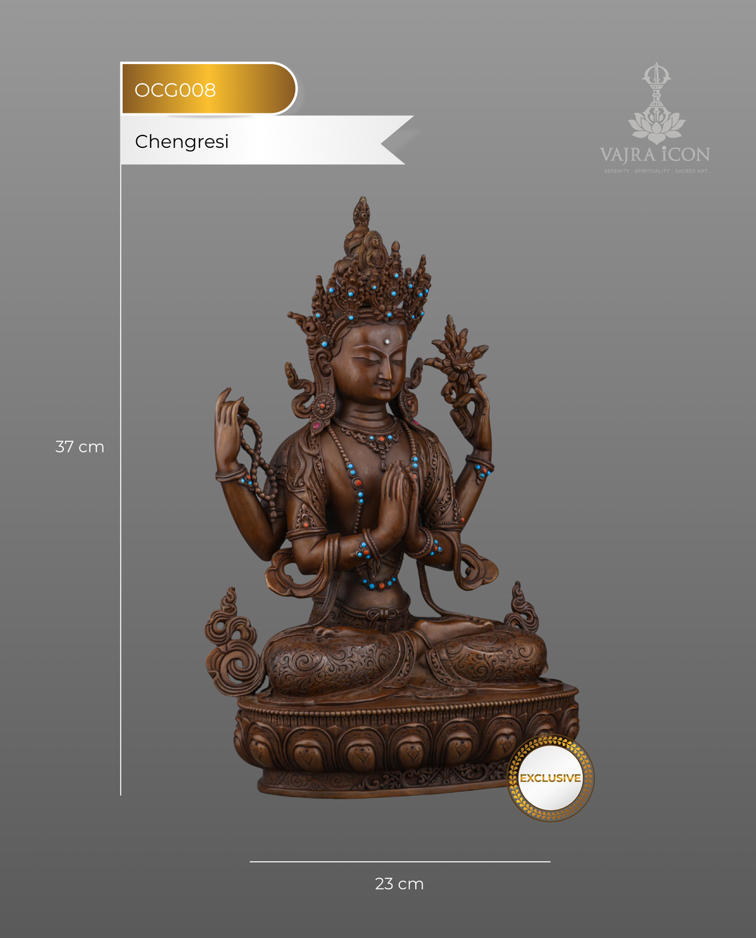 Embrace Divine Compassion | Handcrafted Four-Armed Chengresi Statue