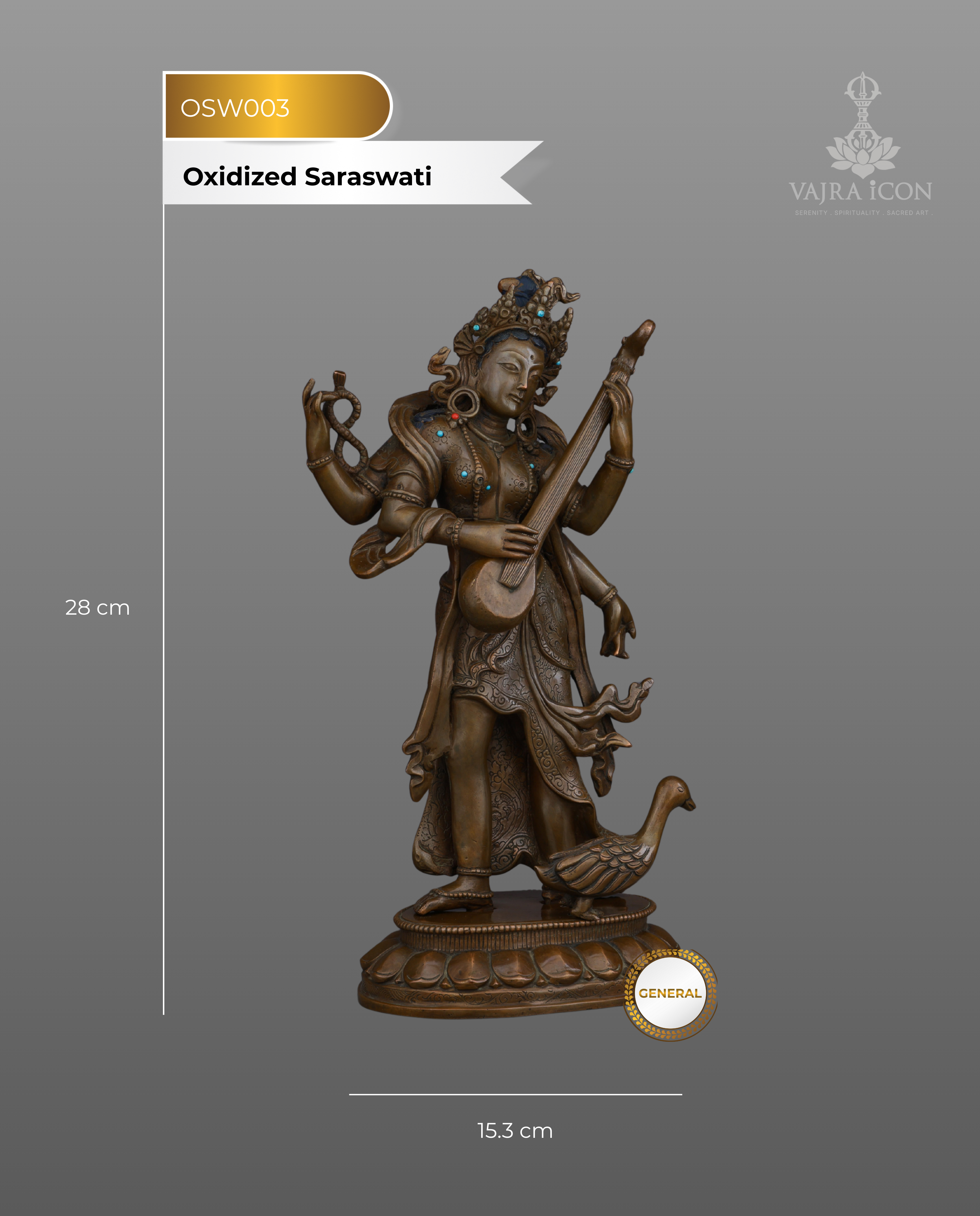 Oxidized Saraswati Statue | Divine Melody of Wisdom from Nepalese Artisans