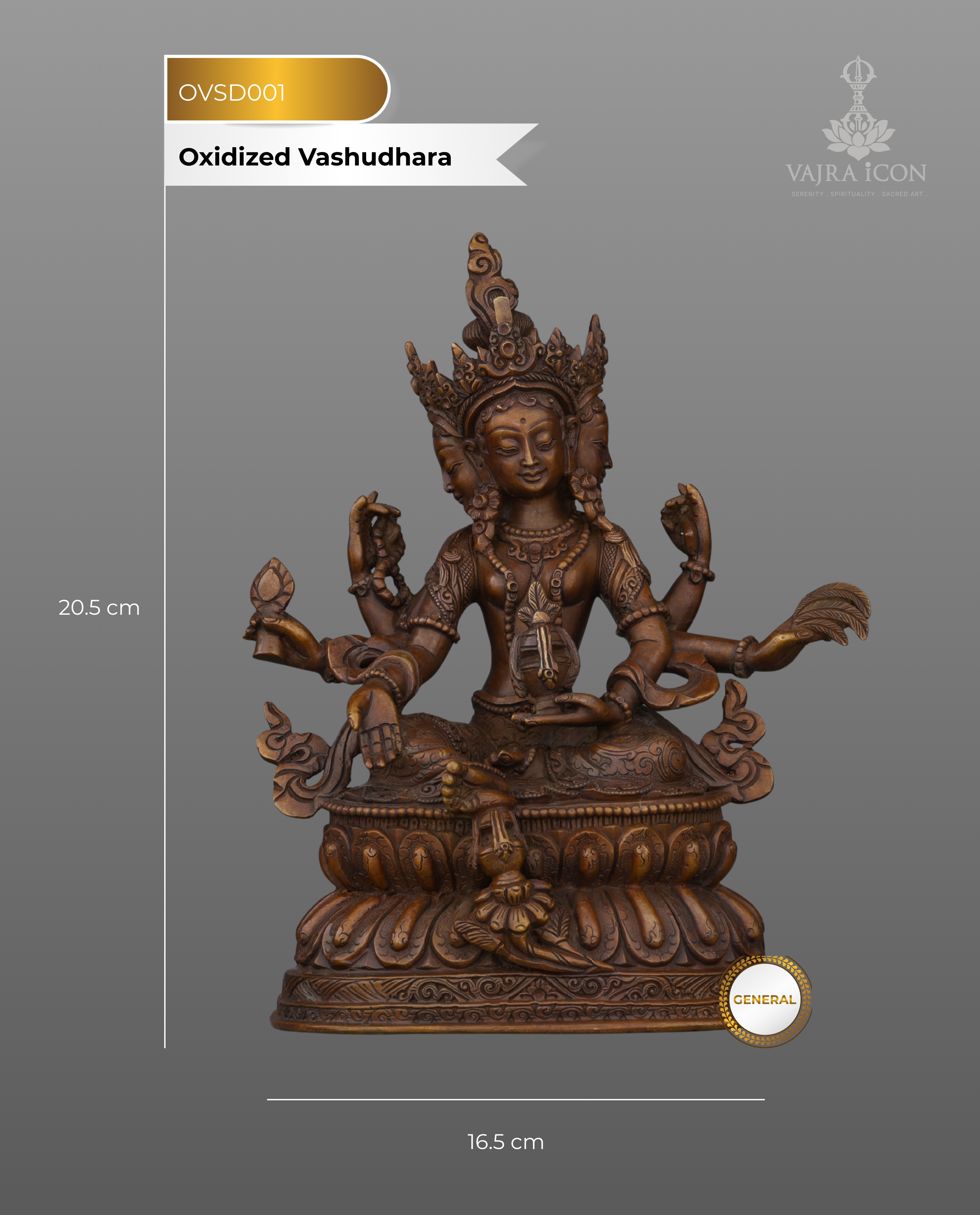 Abundance Goddess | Stunning Oxidized Six-Armed Vasudhara Statue