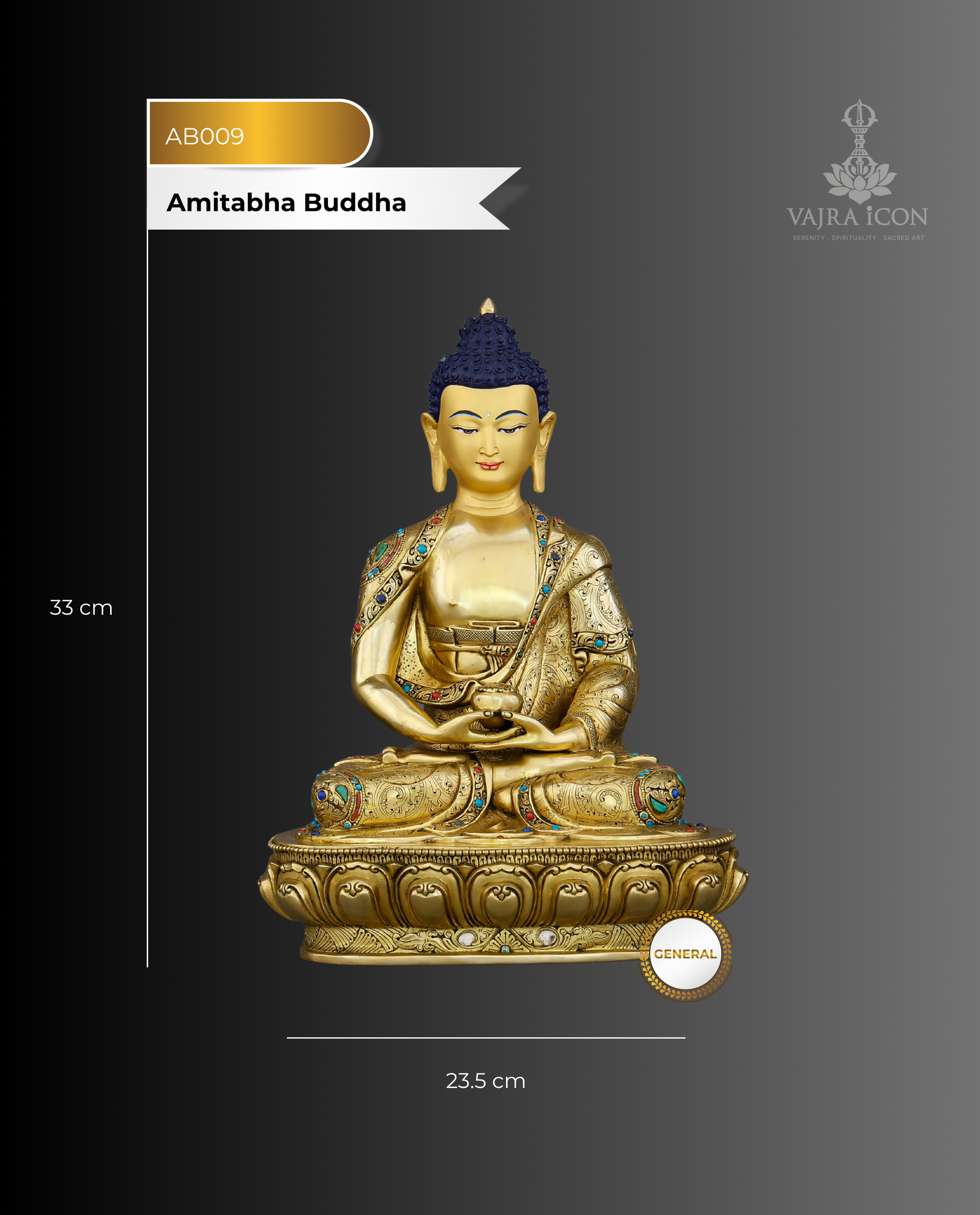 Infinite Light, Infinite Welcome | 24K Gold Gilded Amitabha Buddha From Nepal - Authentic Handcrafted Statue