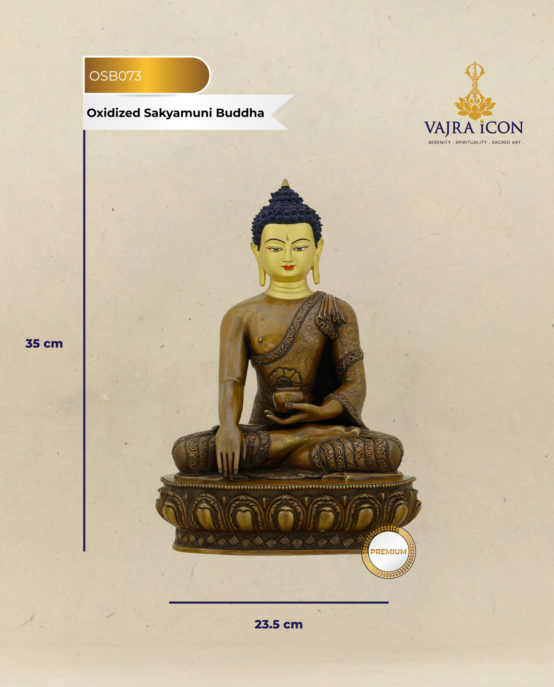 Golden Face, Ancient Soul | Oxidized Sakyamuni Buddha Statue - Authentic Handcrafted Statue