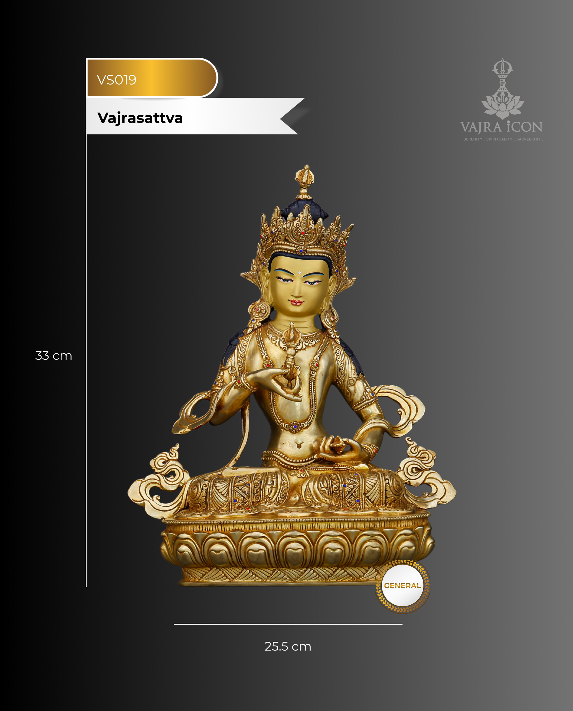 Stainless as the Sky, Brilliant as Gold | 24K Gold Gilded Vajrasattva From Nepal - Authentic Handcrafted Statue
